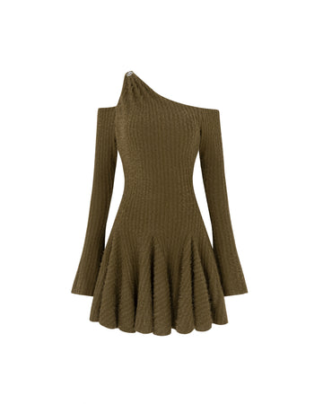 One-Shoulder Flared Sleeve Dress