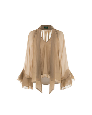 Flared Sleeve Long-Tail Top