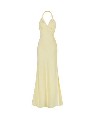 Twist-Neck Silk Midi Dress