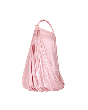 Pink Twist-Shoulder Mushroom Dress