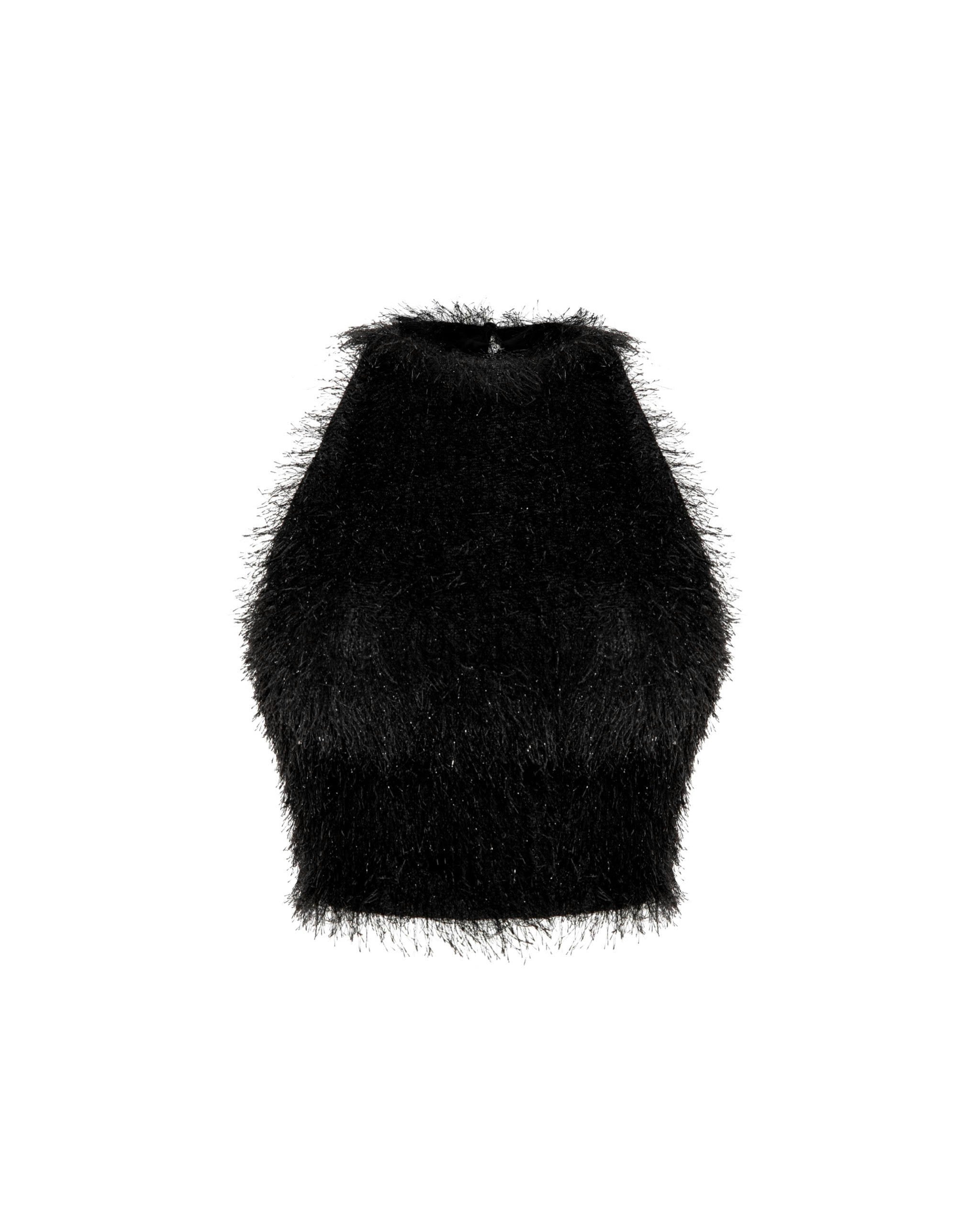 Black Fur Tank Top