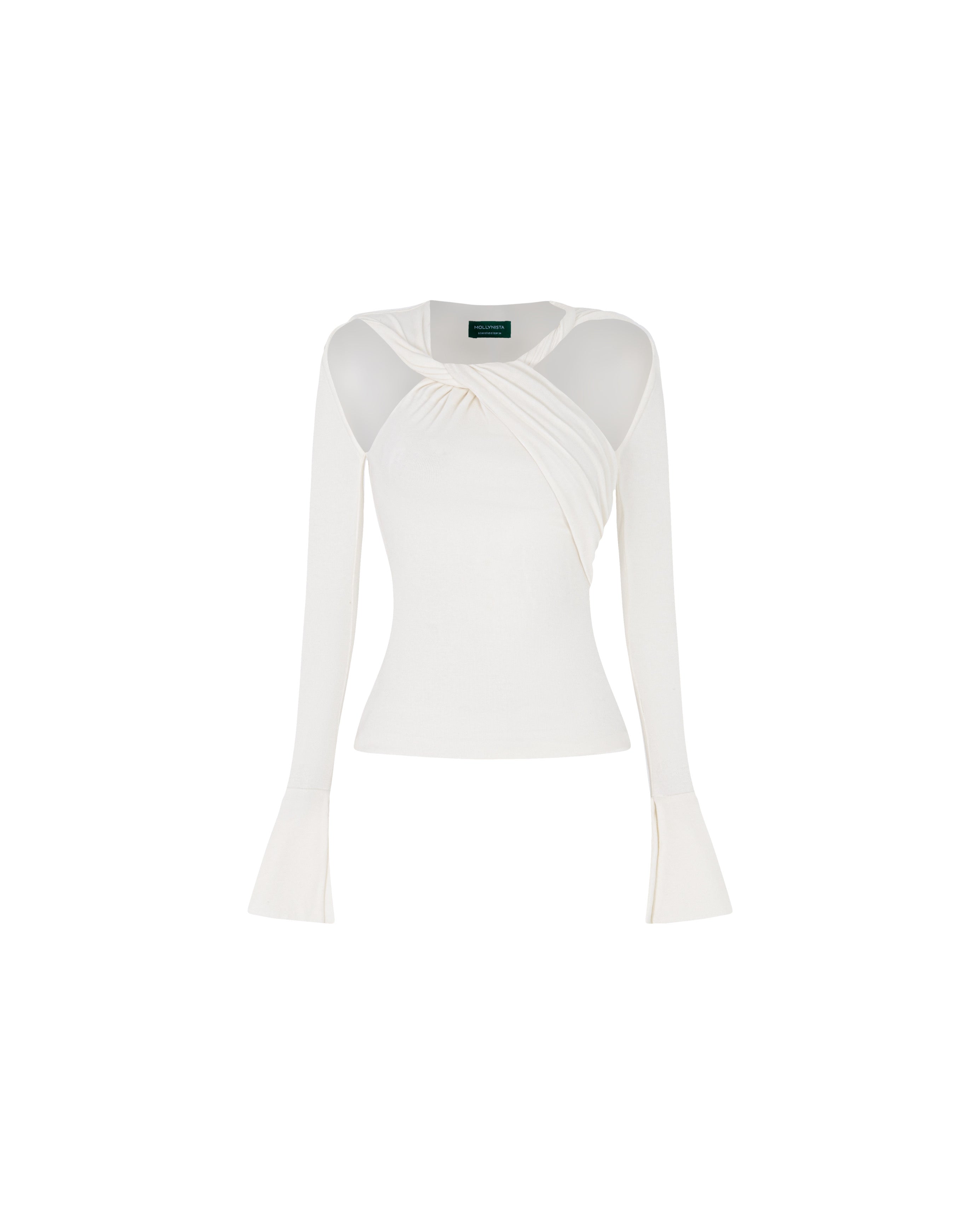 Ribbed Twist-Neck Top