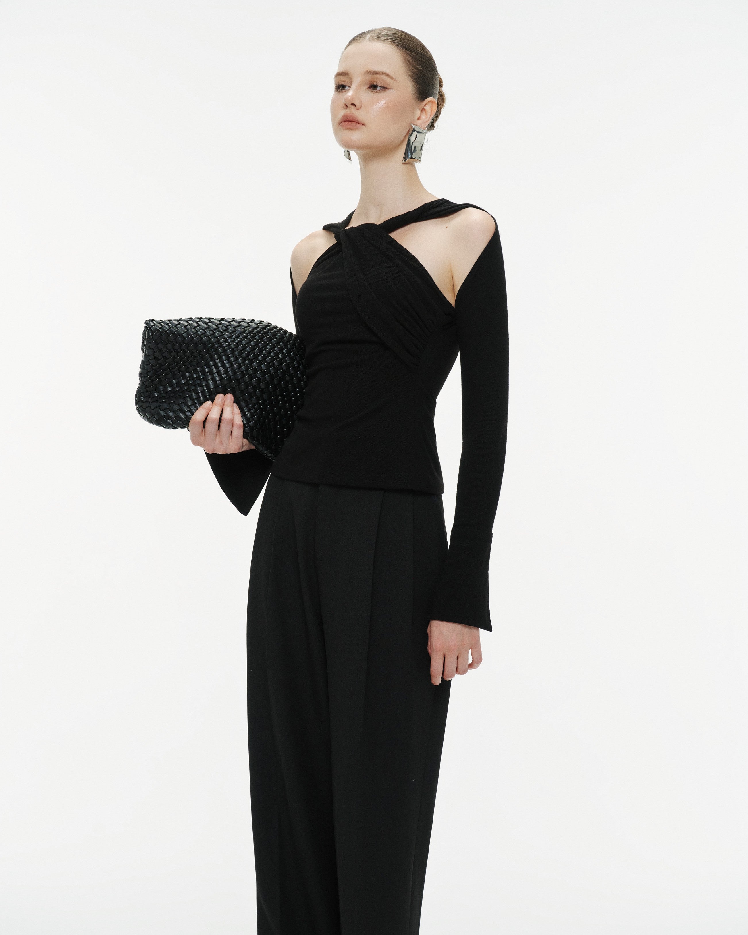Ribbed Twist-Neck Top