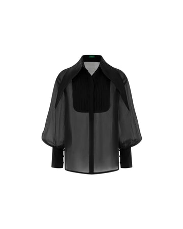 Large Collar Organza Blouse