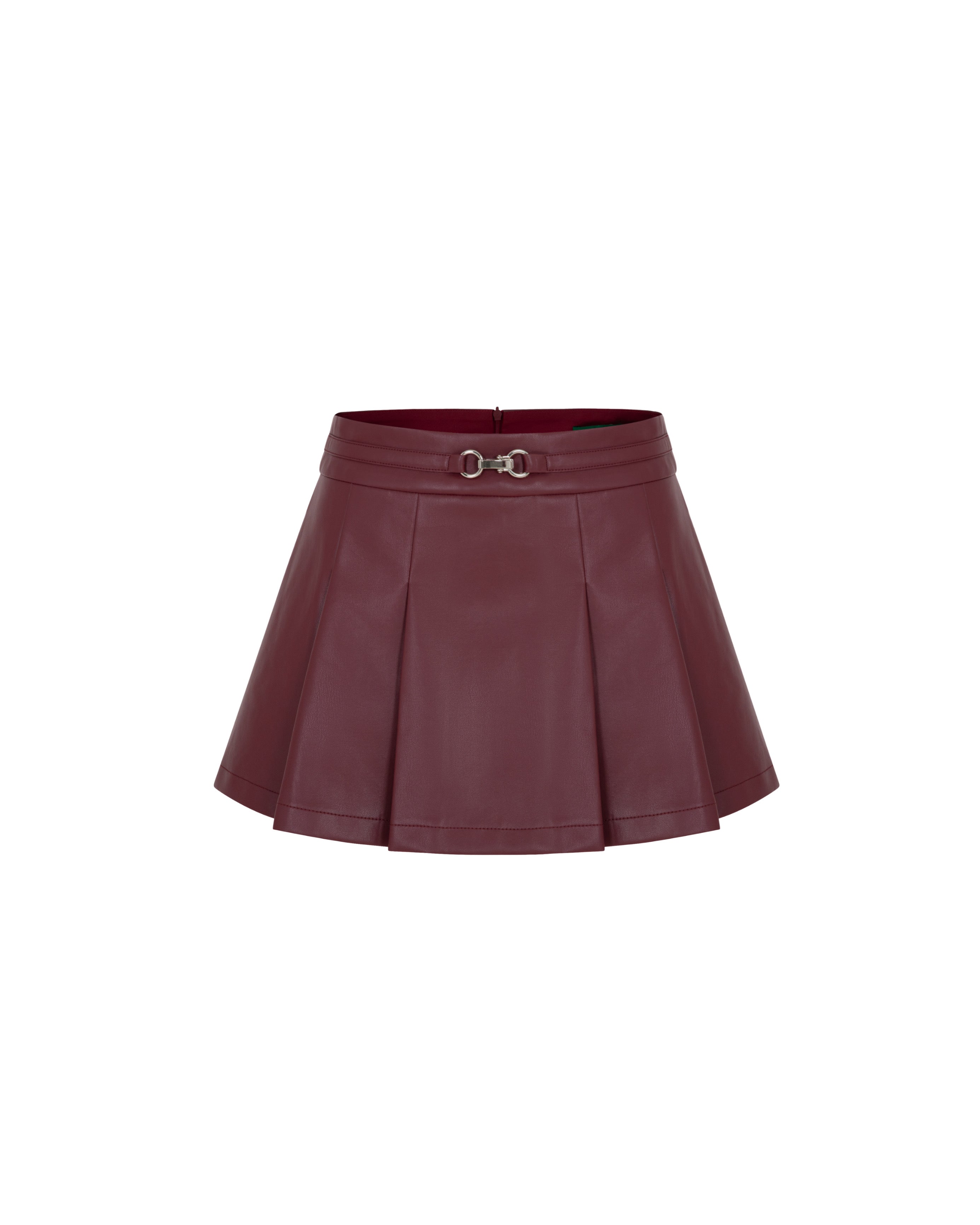 Red Leather Zipper Skirt