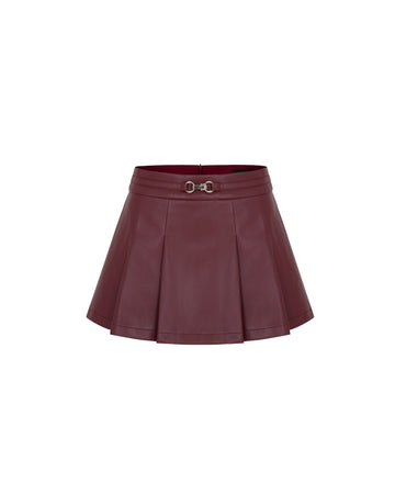 Red Leather Zipper Skirt