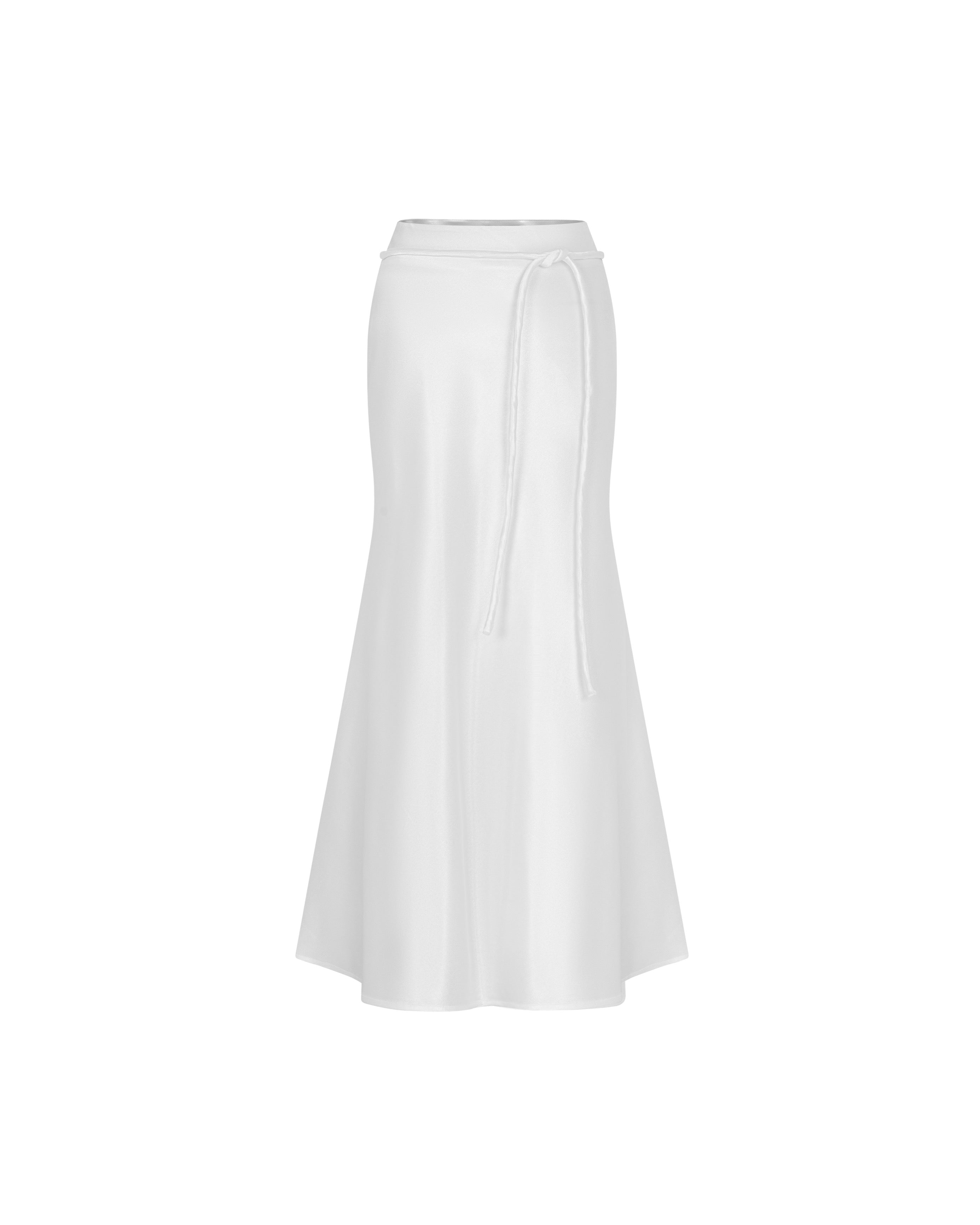 Silk Midi Long Skirt With Belt