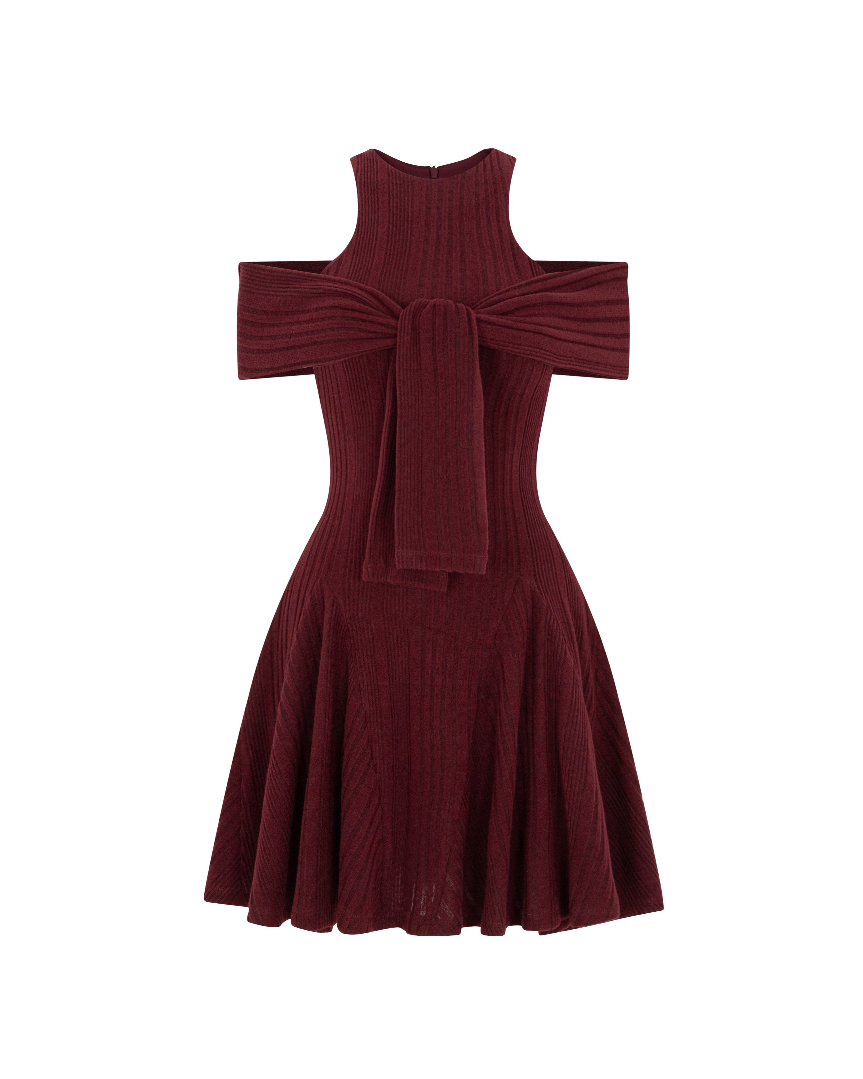 Striped Tie-Shoulder Knit Dress