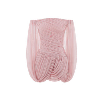 Off-Shoulder Ruched Short Cape Dress