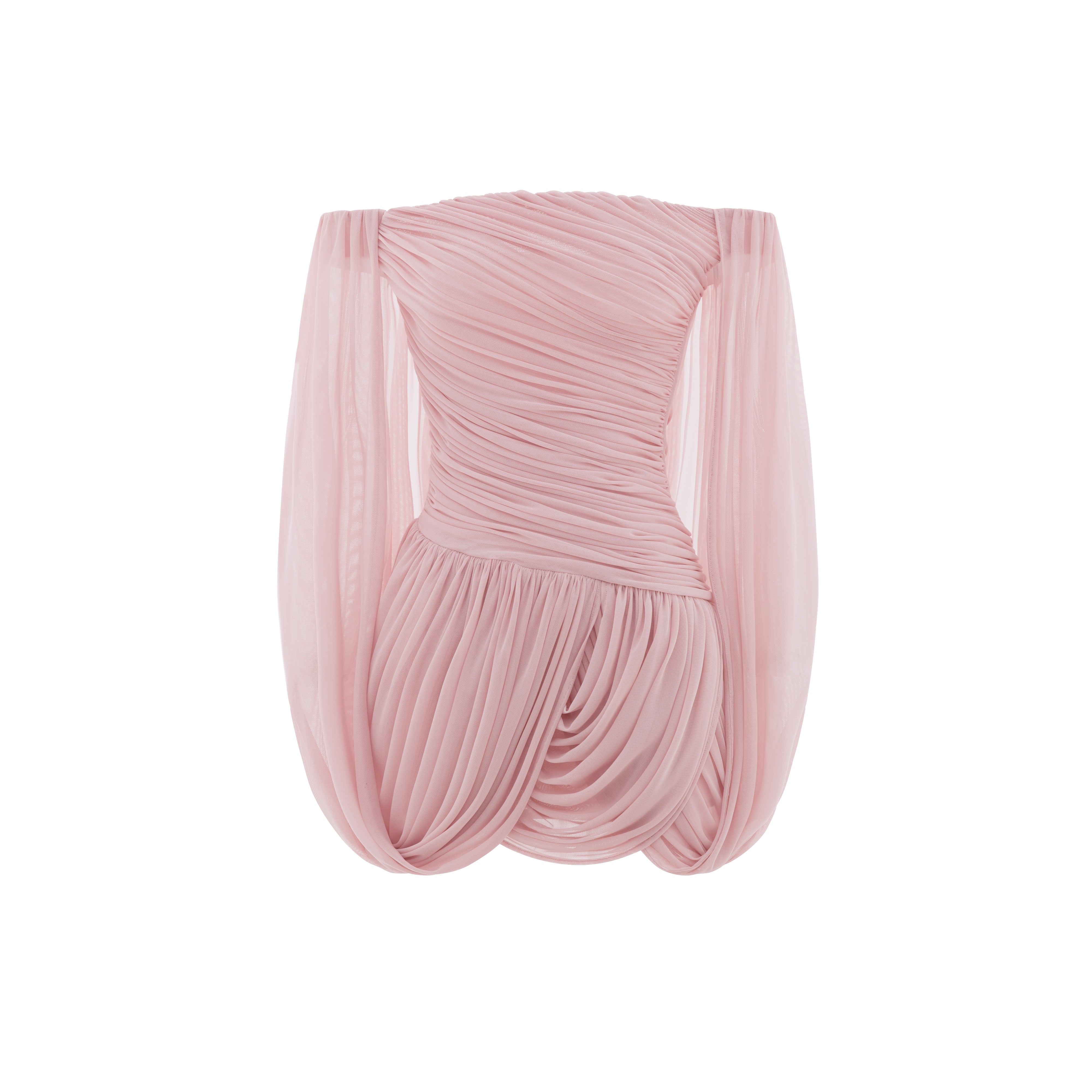 Off-Shoulder Ruched Short Cape Dress