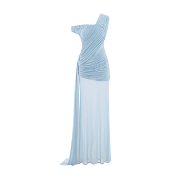 Side-Gathered Mesh Dress
