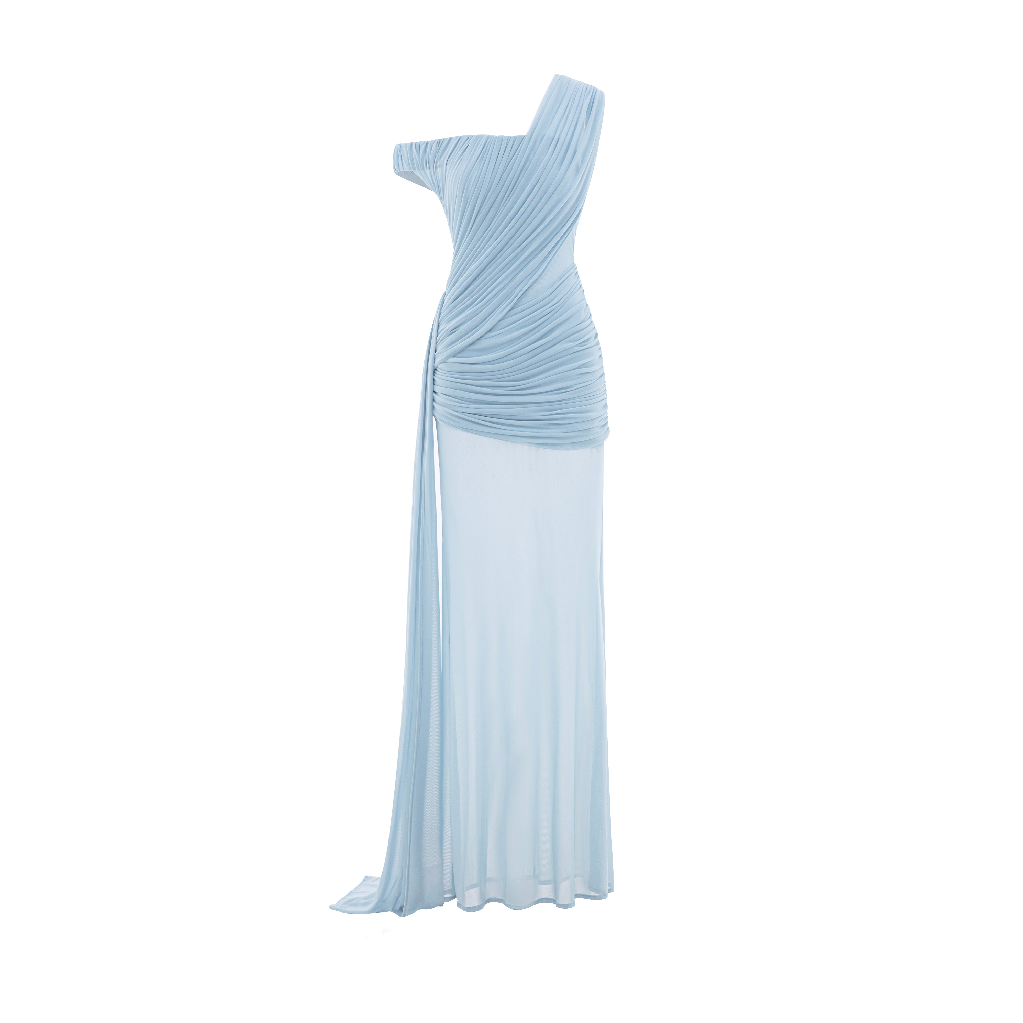 Side-Gathered Mesh Dress