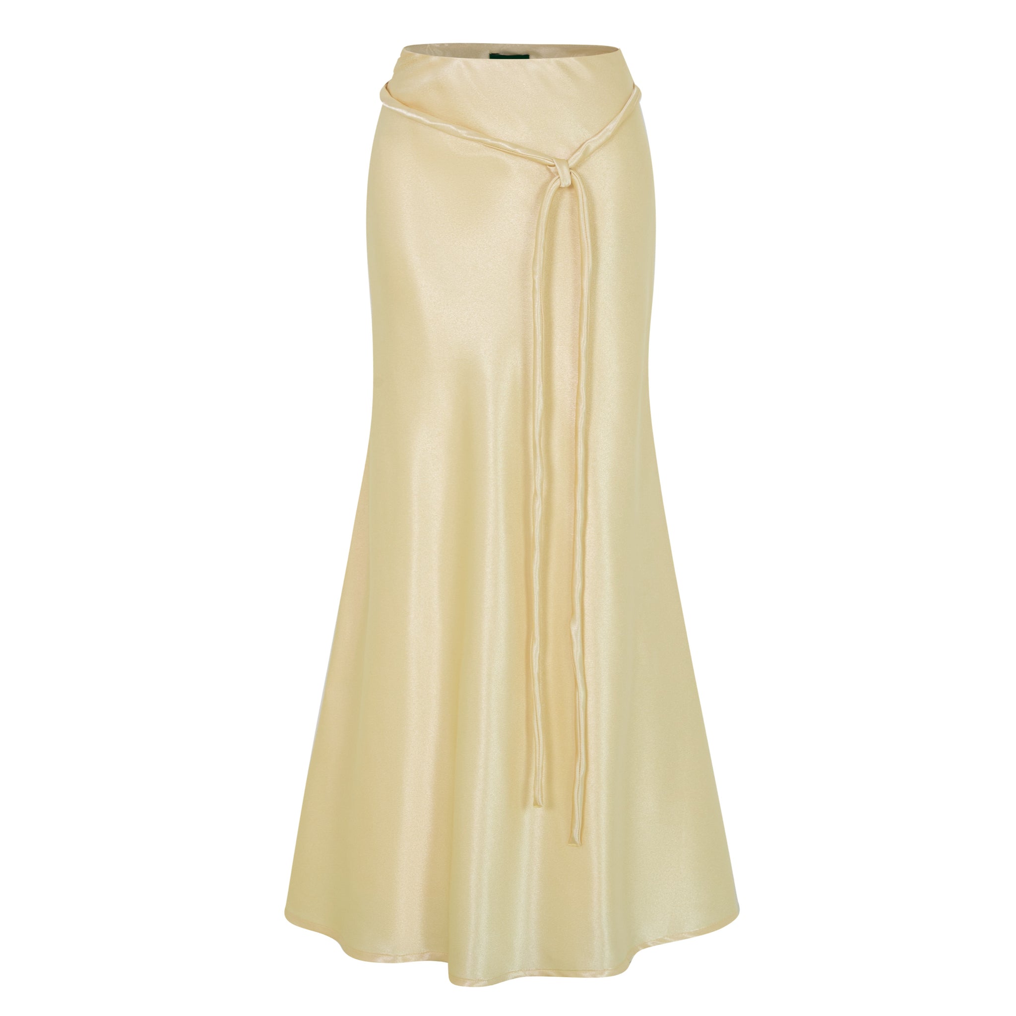 Silk Midi Long Skirt With Belt