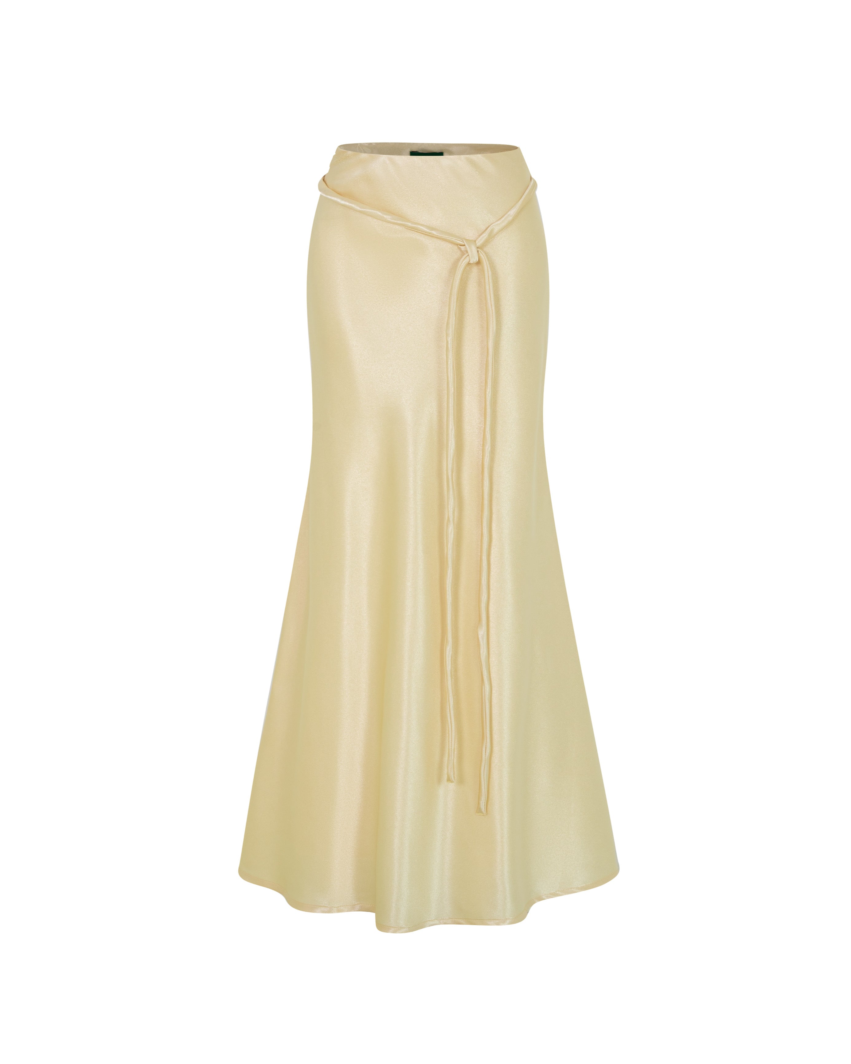 Silk Midi Long Skirt With Belt