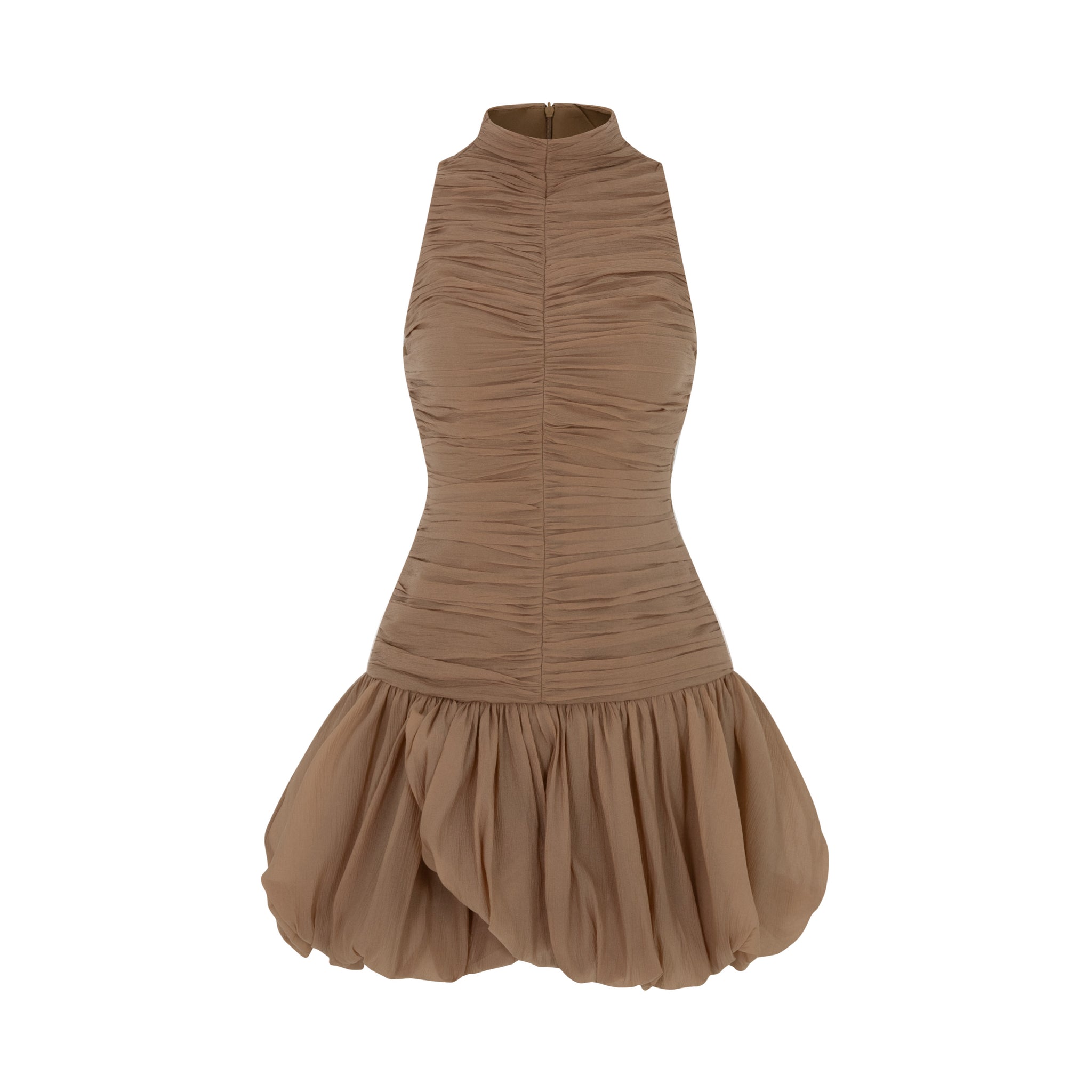 Ruched Mock Neck Dress
