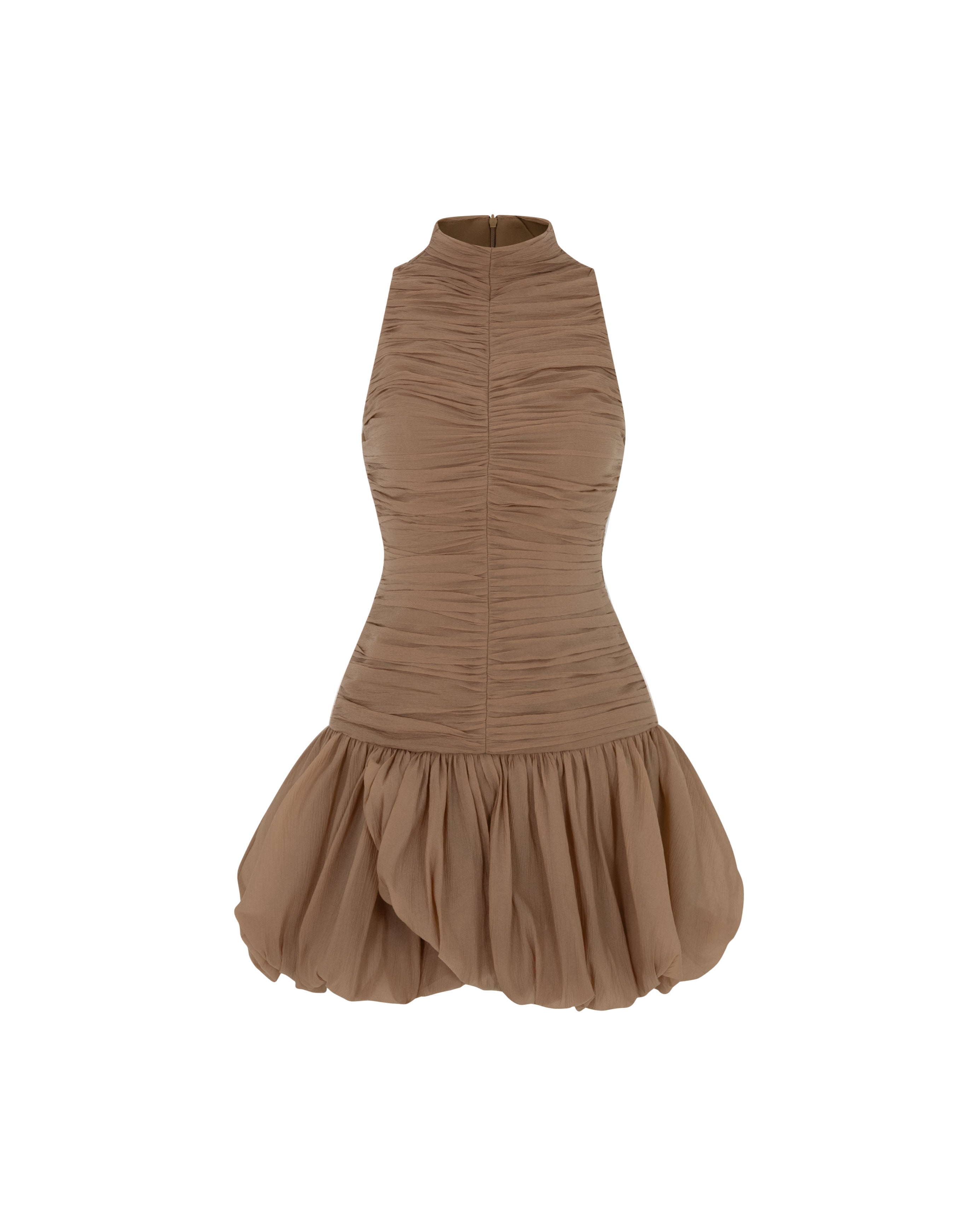 Ruched Mock Neck Dress