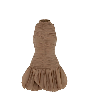 Ruched Mock Neck Dress