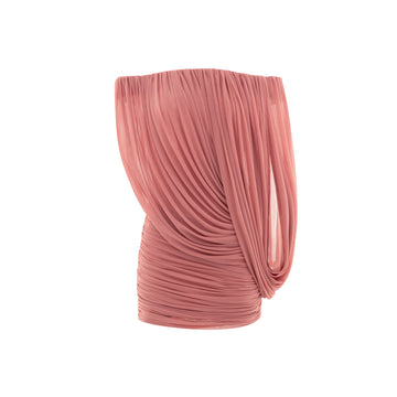 One-Shoulder Stretch Mesh Cape Dress