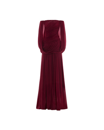 Off Shoulder Ruched Cape Dress