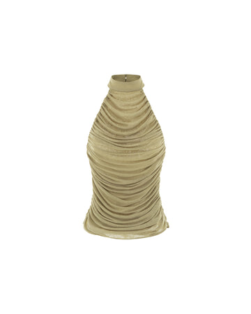 Draped Pleated Knit Halter Top