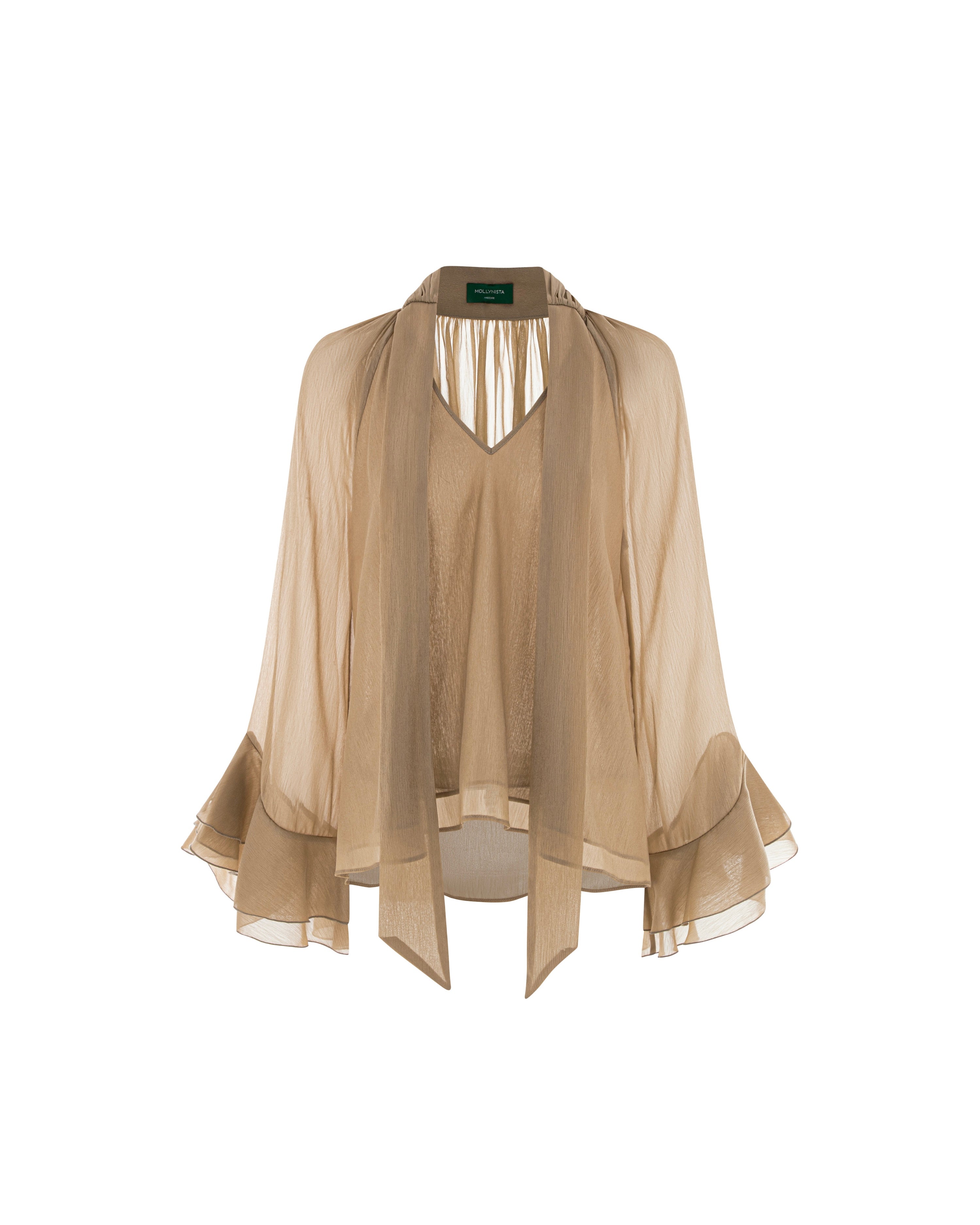 Flared Sleeve Long-Tail Top