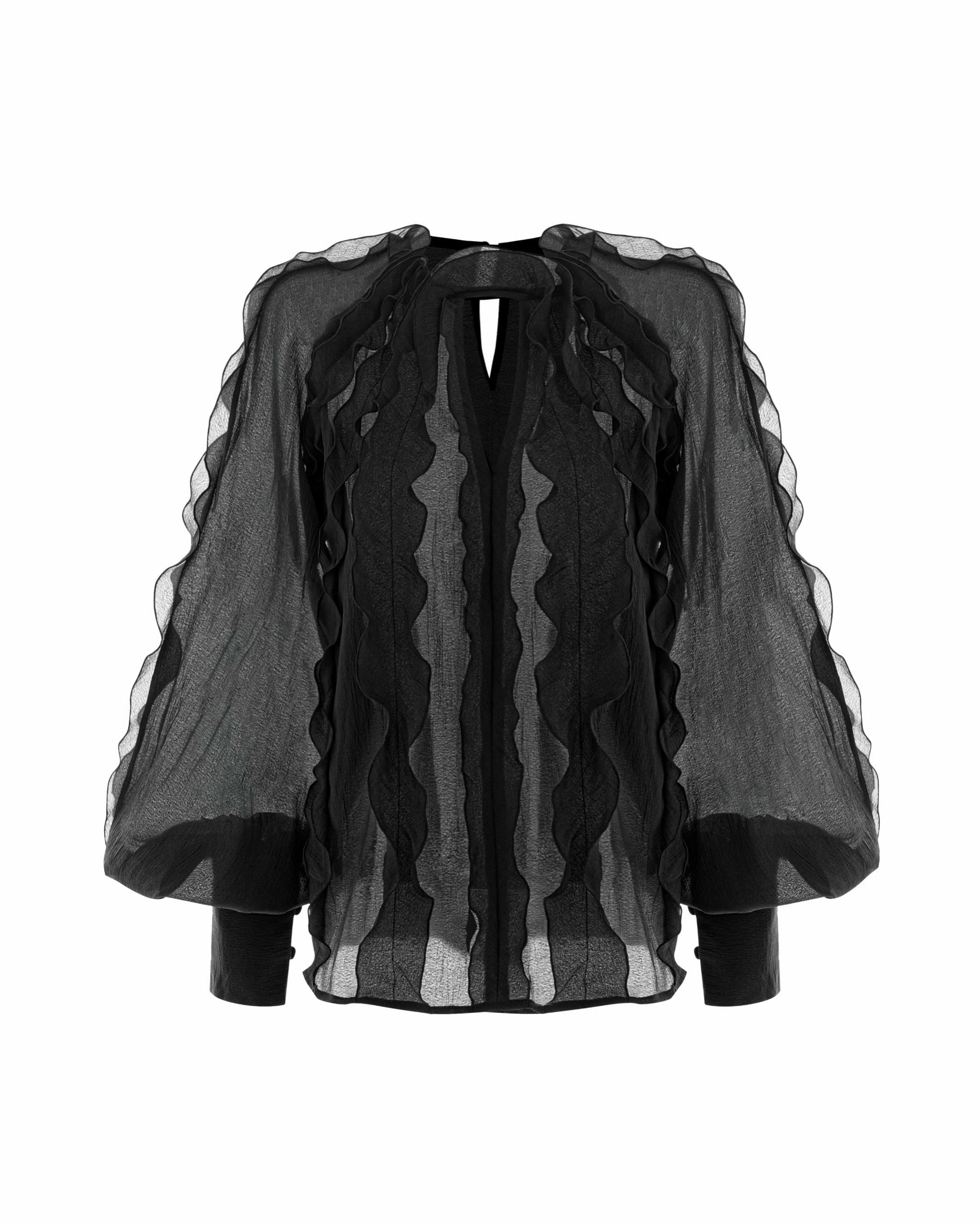 3D Pleated Silk Blouse
