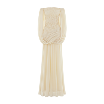 Off Shoulder Ruched Cape Dress