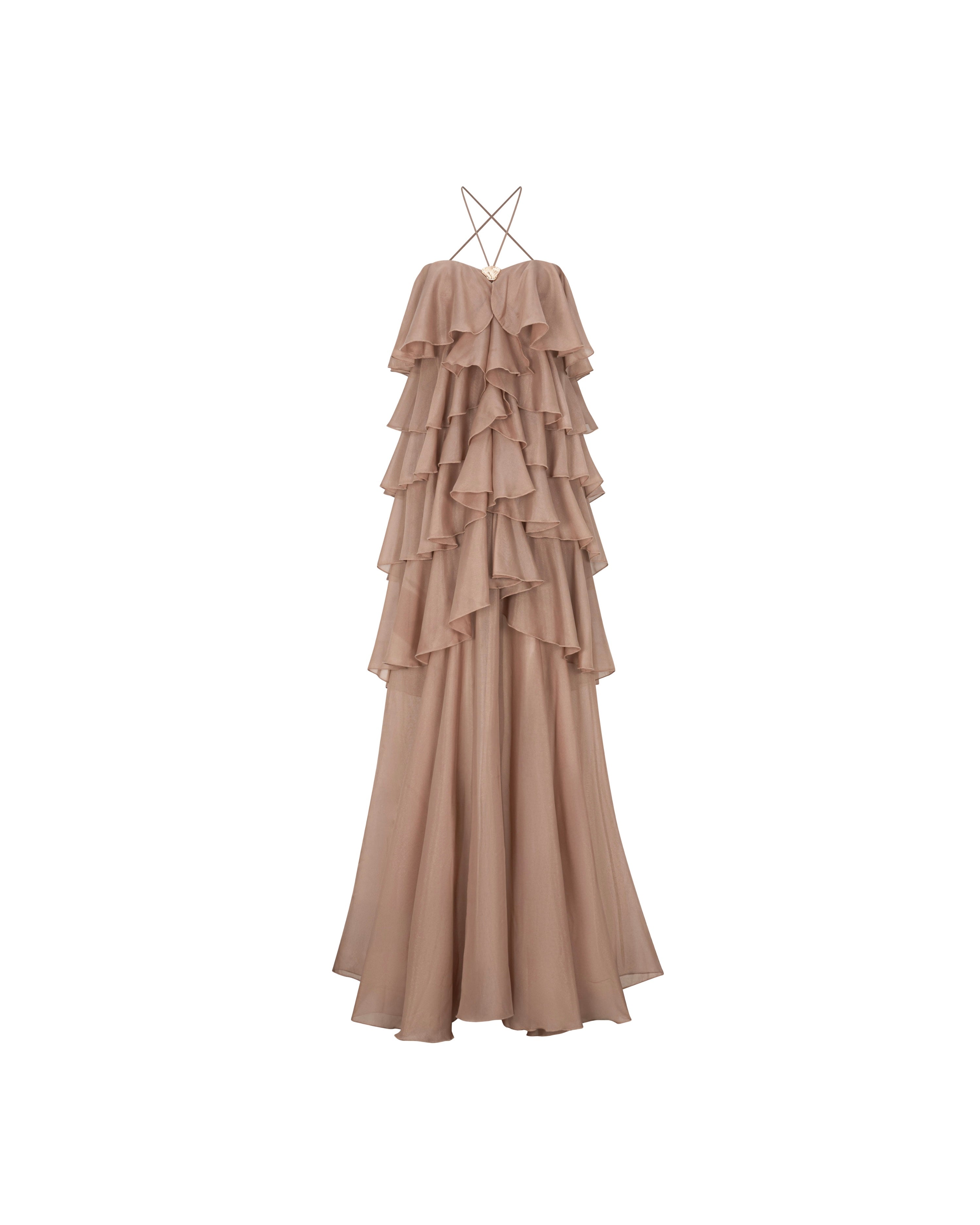 Brown 6-Tiered Maxi Dress