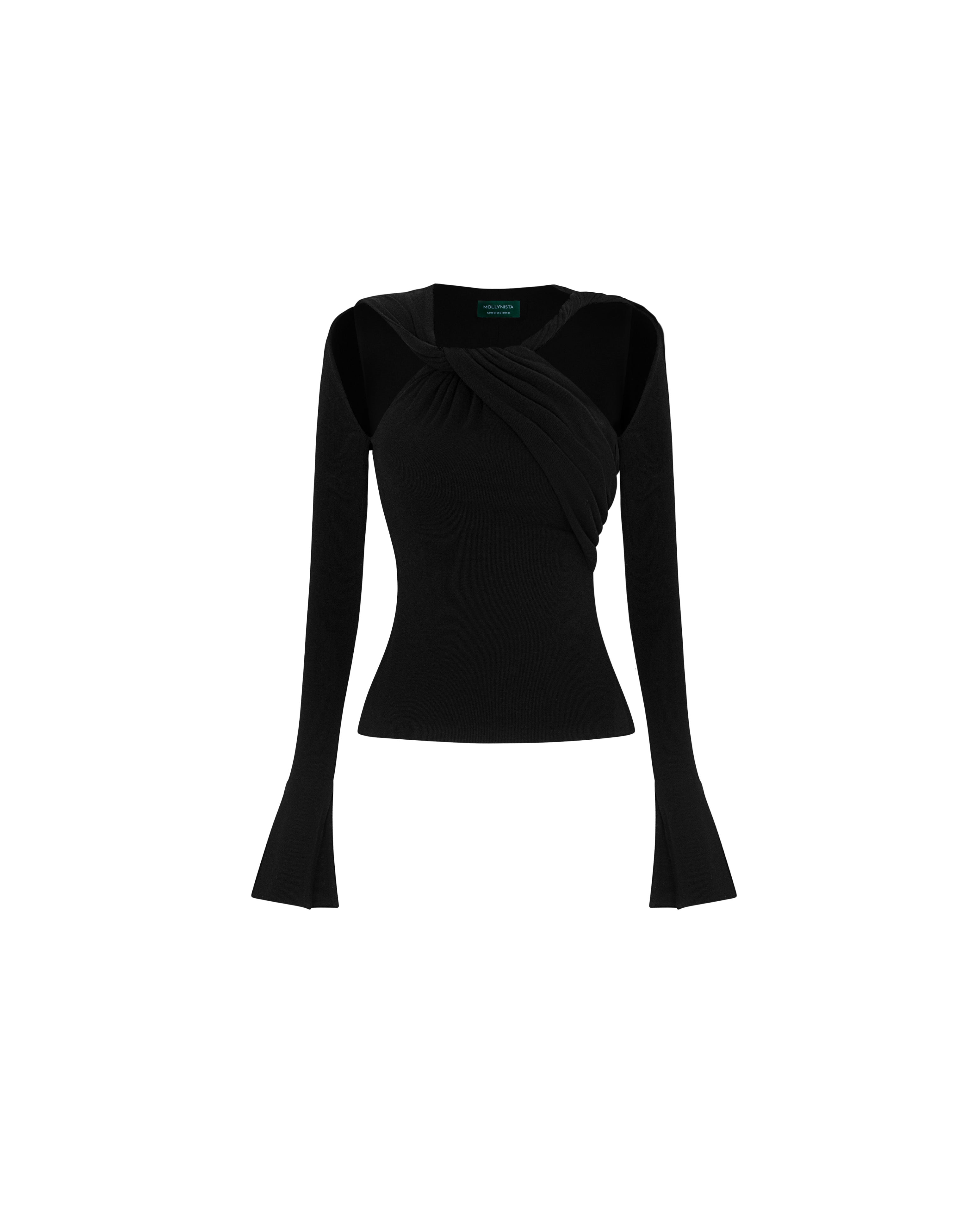 Ribbed Twist-Neck Top