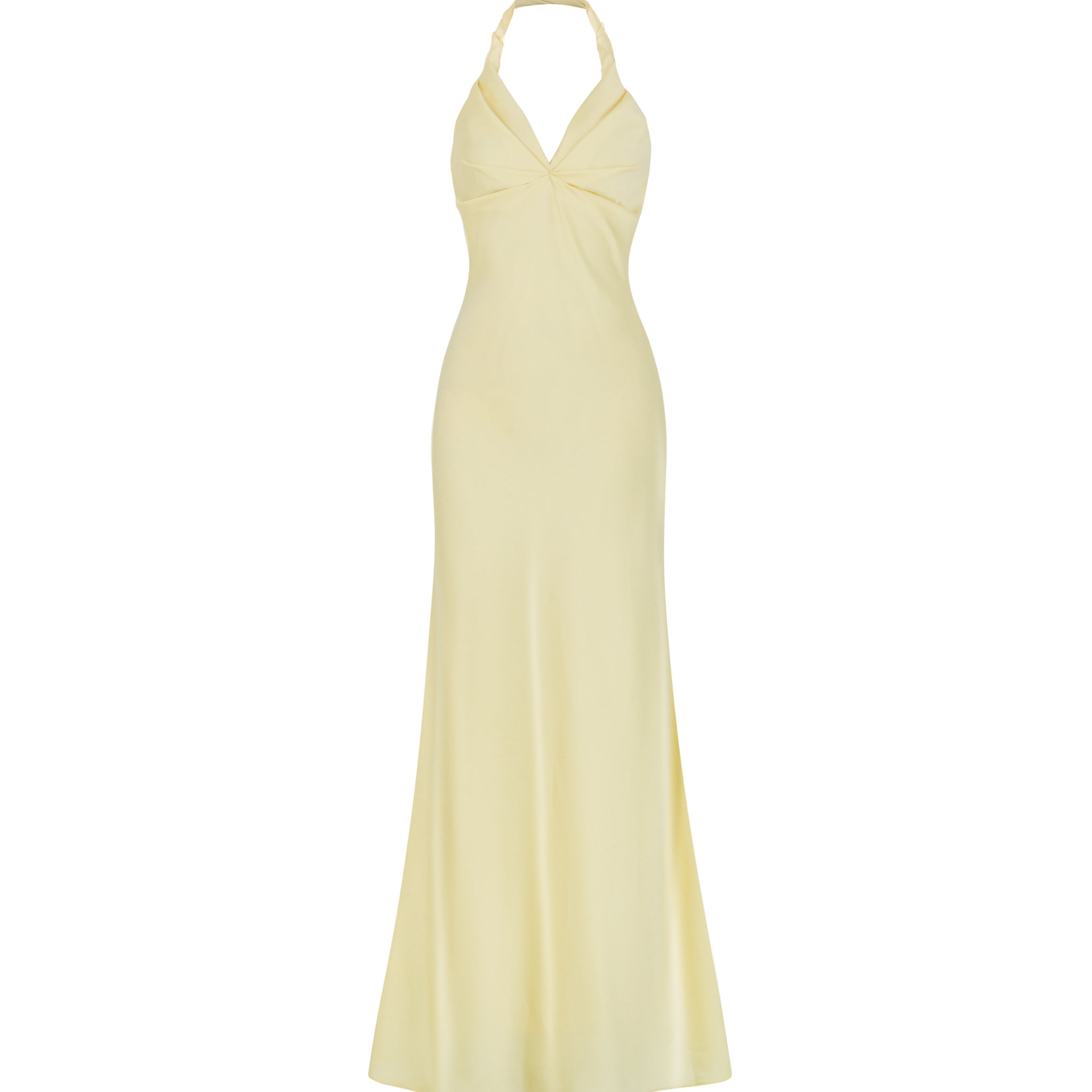 Twist-Neck Silk Midi Dress