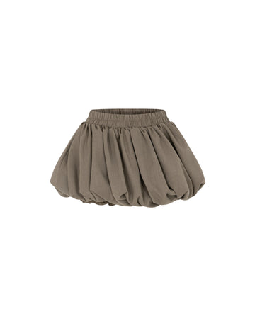 Smoky Brown Asymmetric Ruched Skort