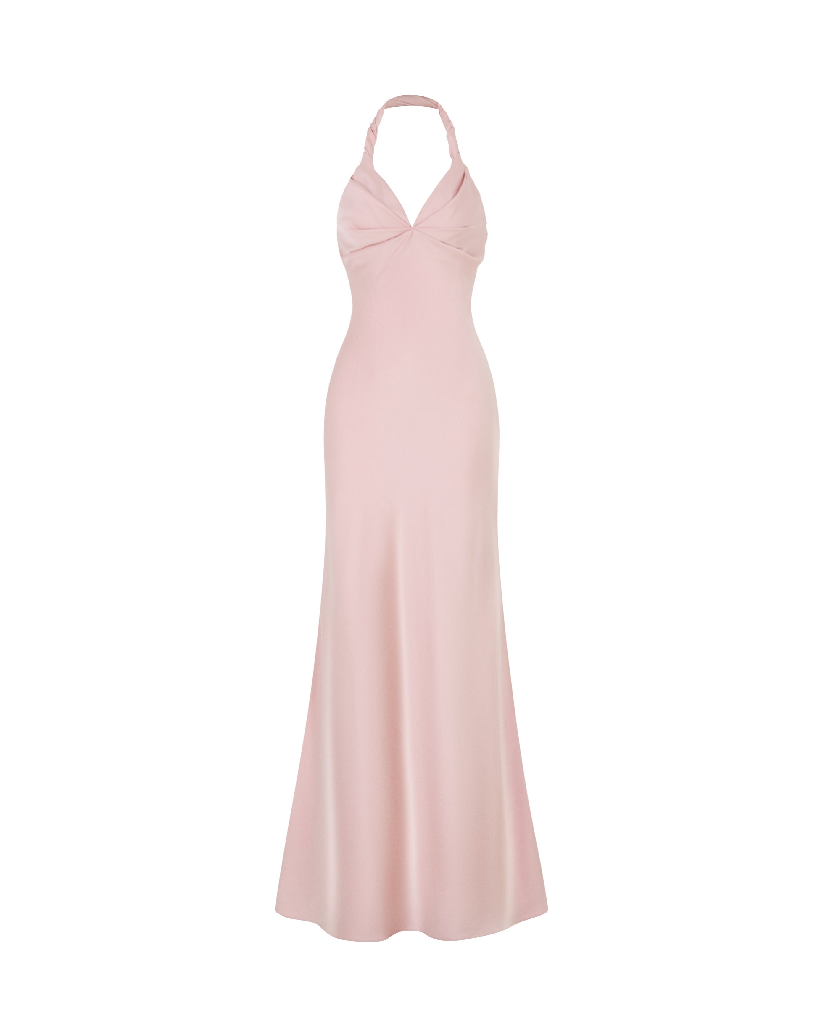 Twist-Neck Silk Midi Dress