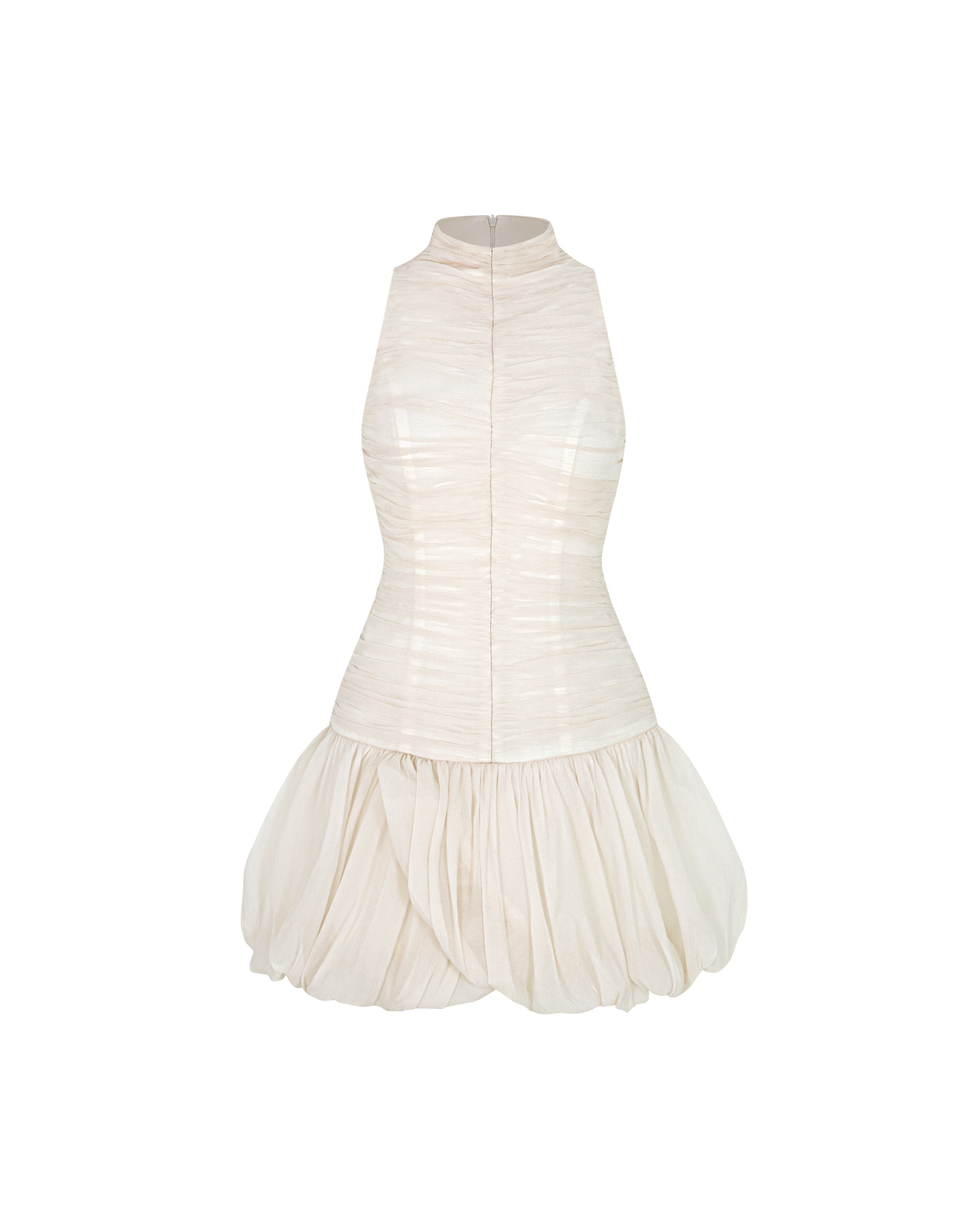 Ruched Mock Neck Dress