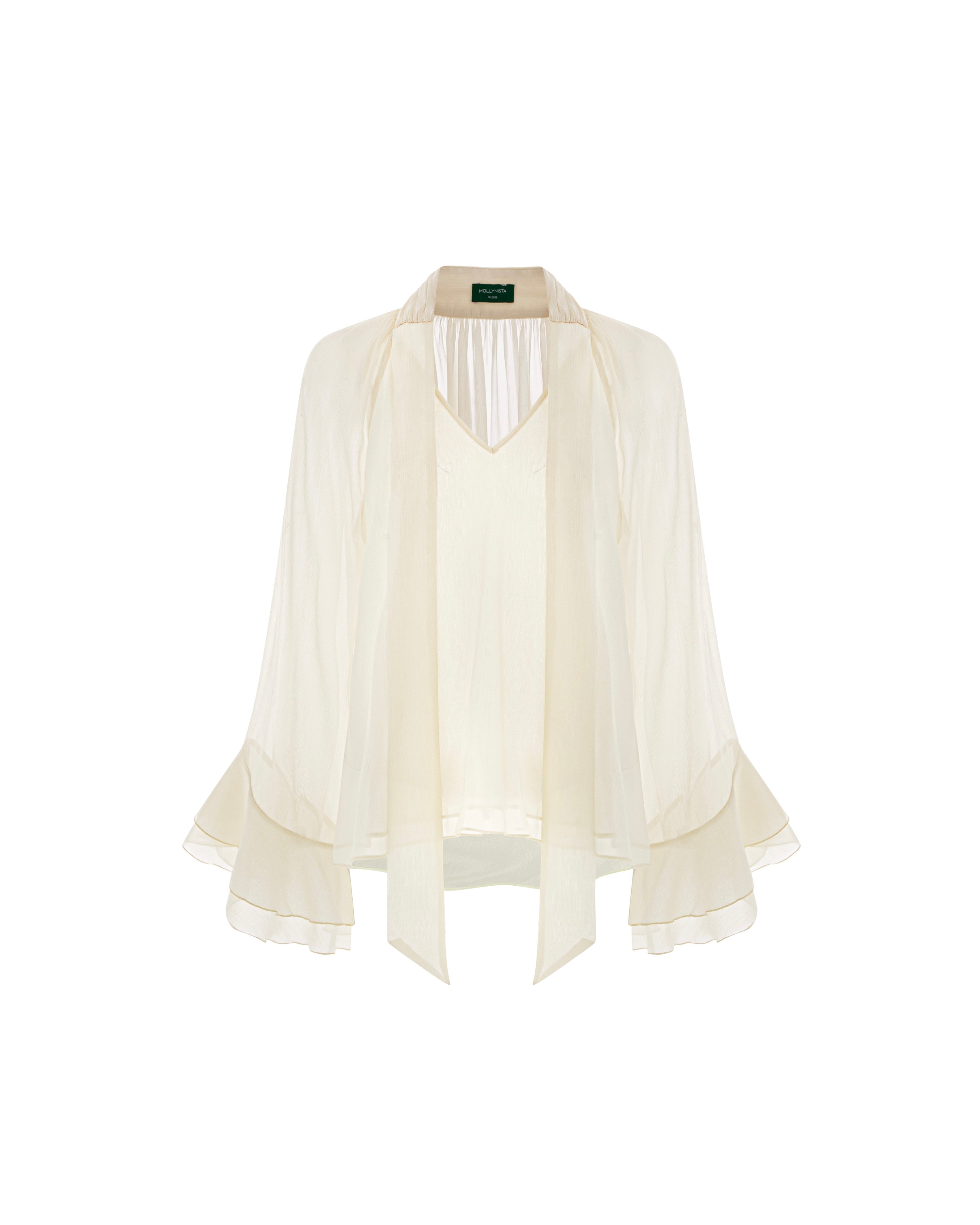 Flared Sleeve Long-Tail Top