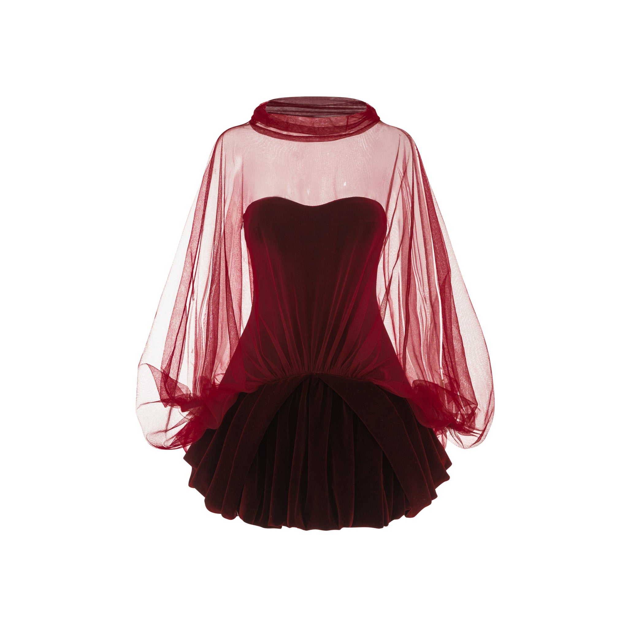 PRE-ORDER) Red Velvet Panelled Cape Dress – MOLLYNISTA