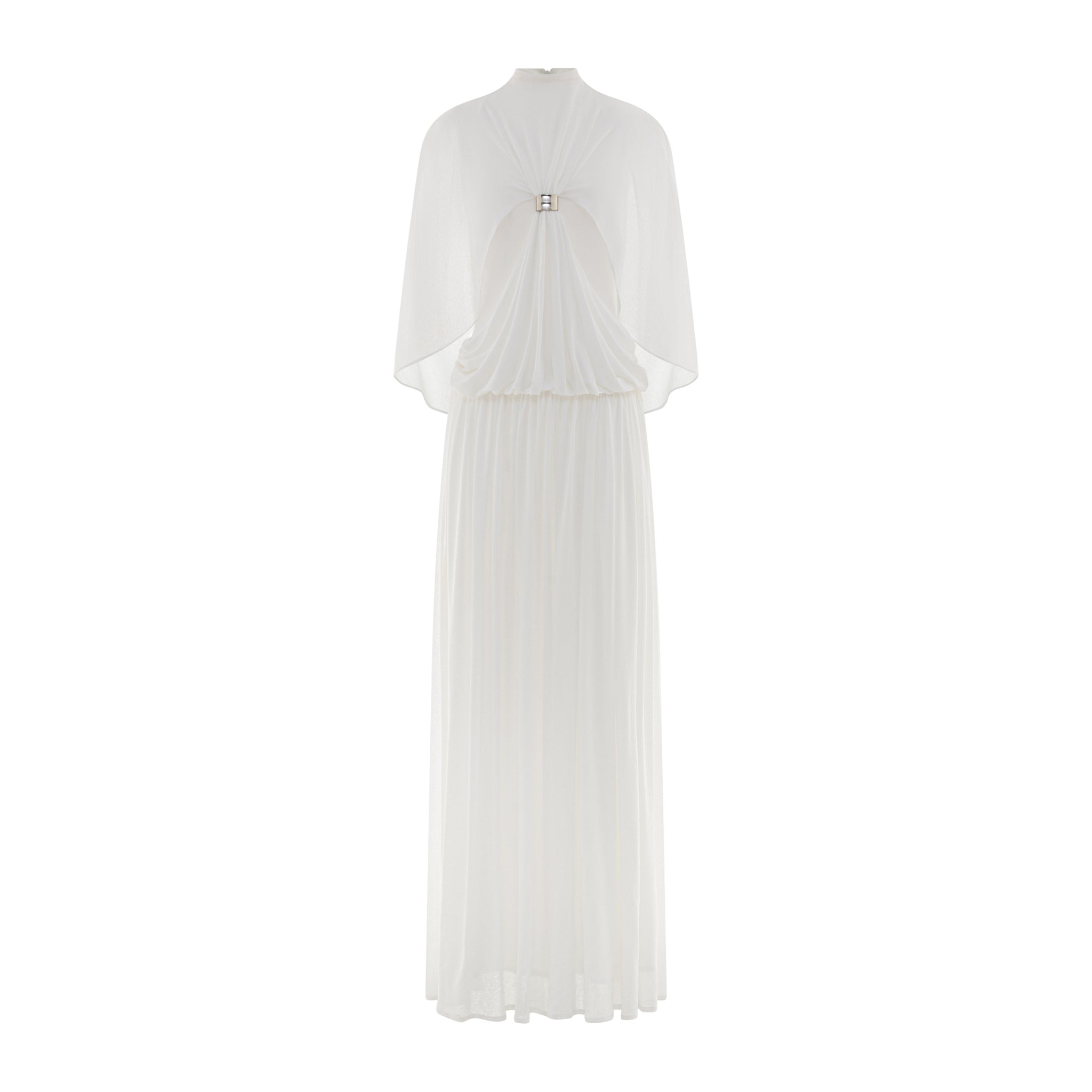 White Cape Dress With Silver Knot M