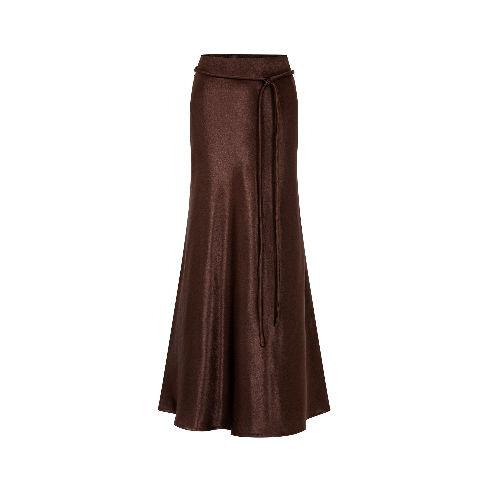 Silk Midi Long Skirt With Belt
