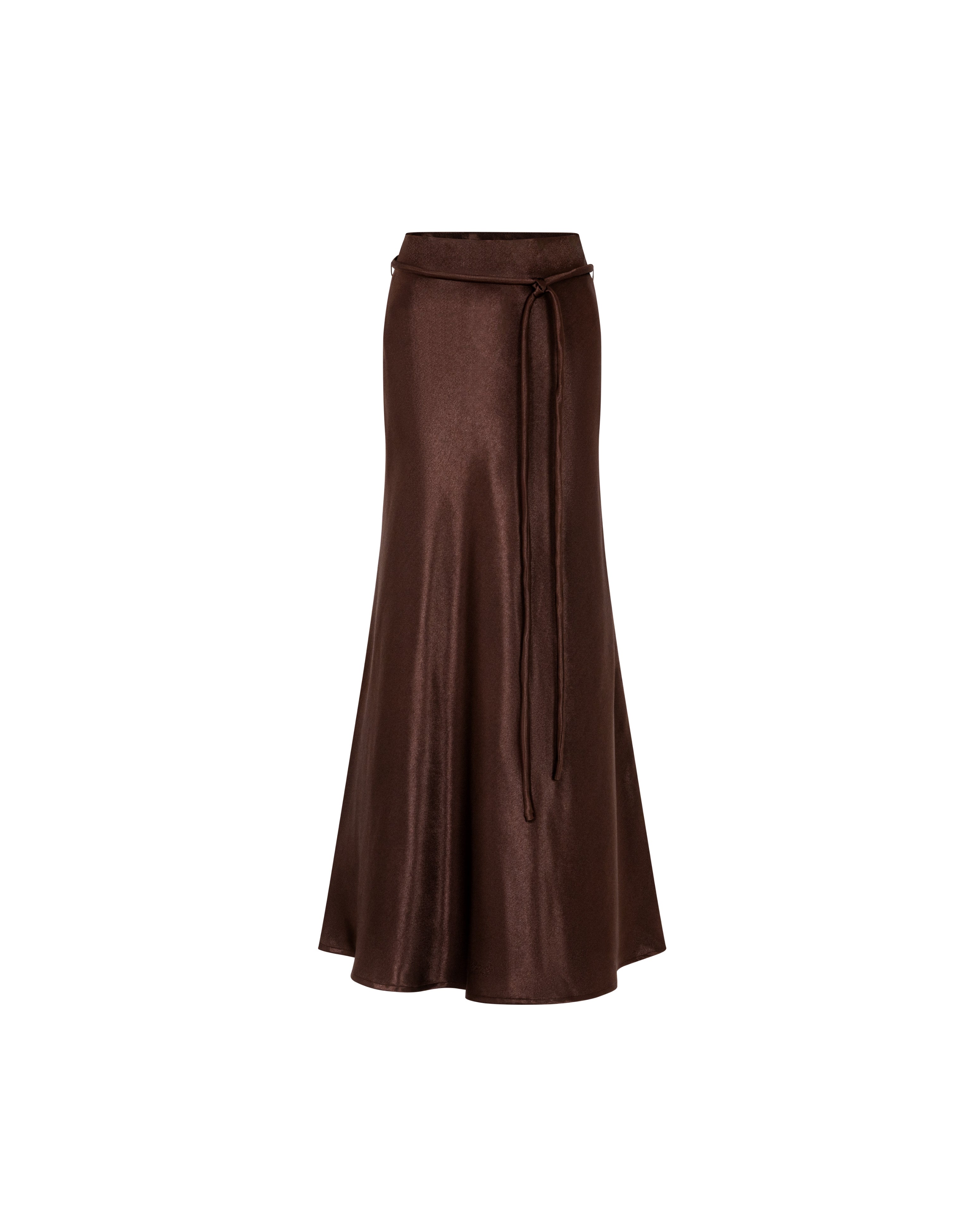 Silk Midi Long Skirt With Belt