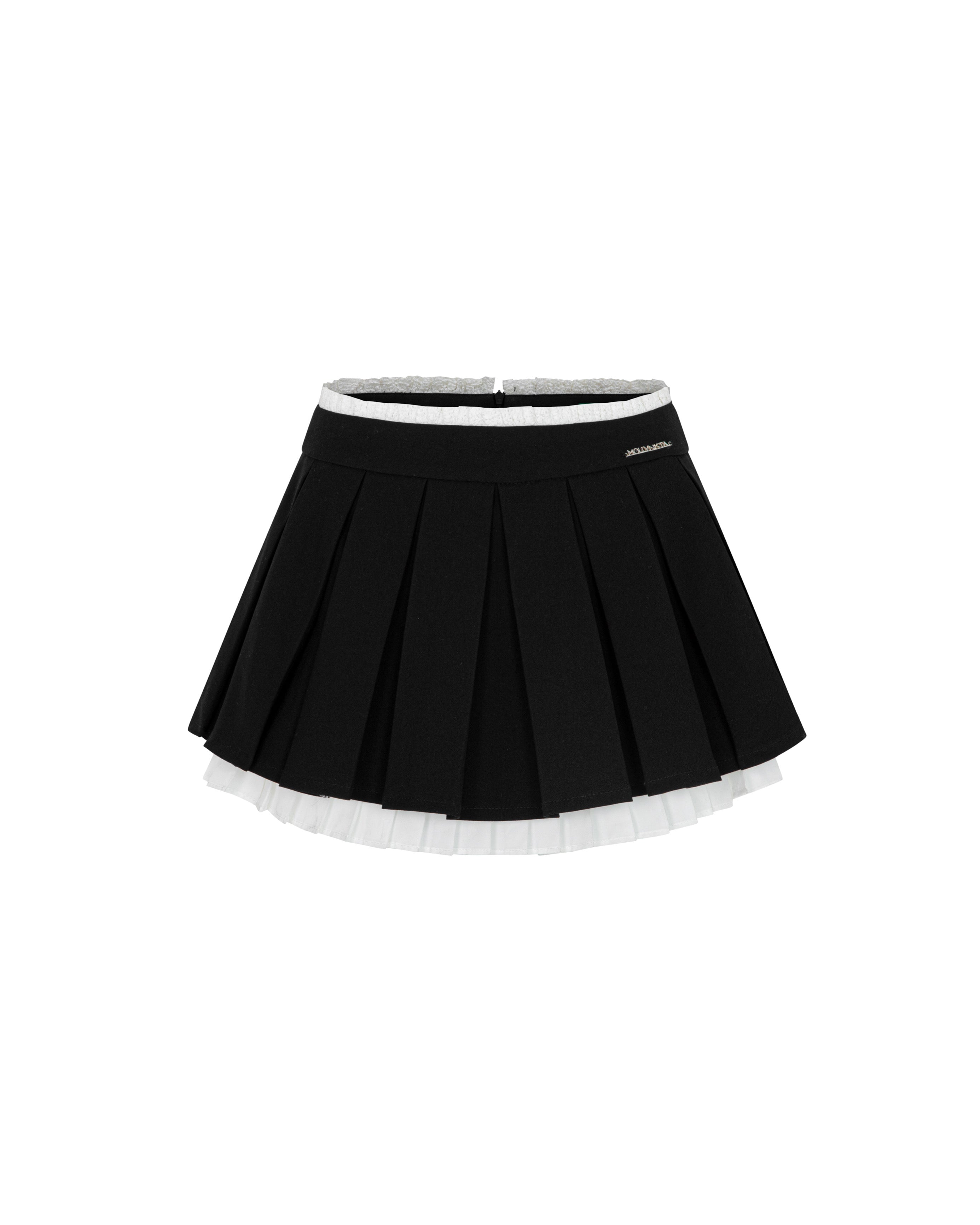 Khaki Lace Pleated Skirt