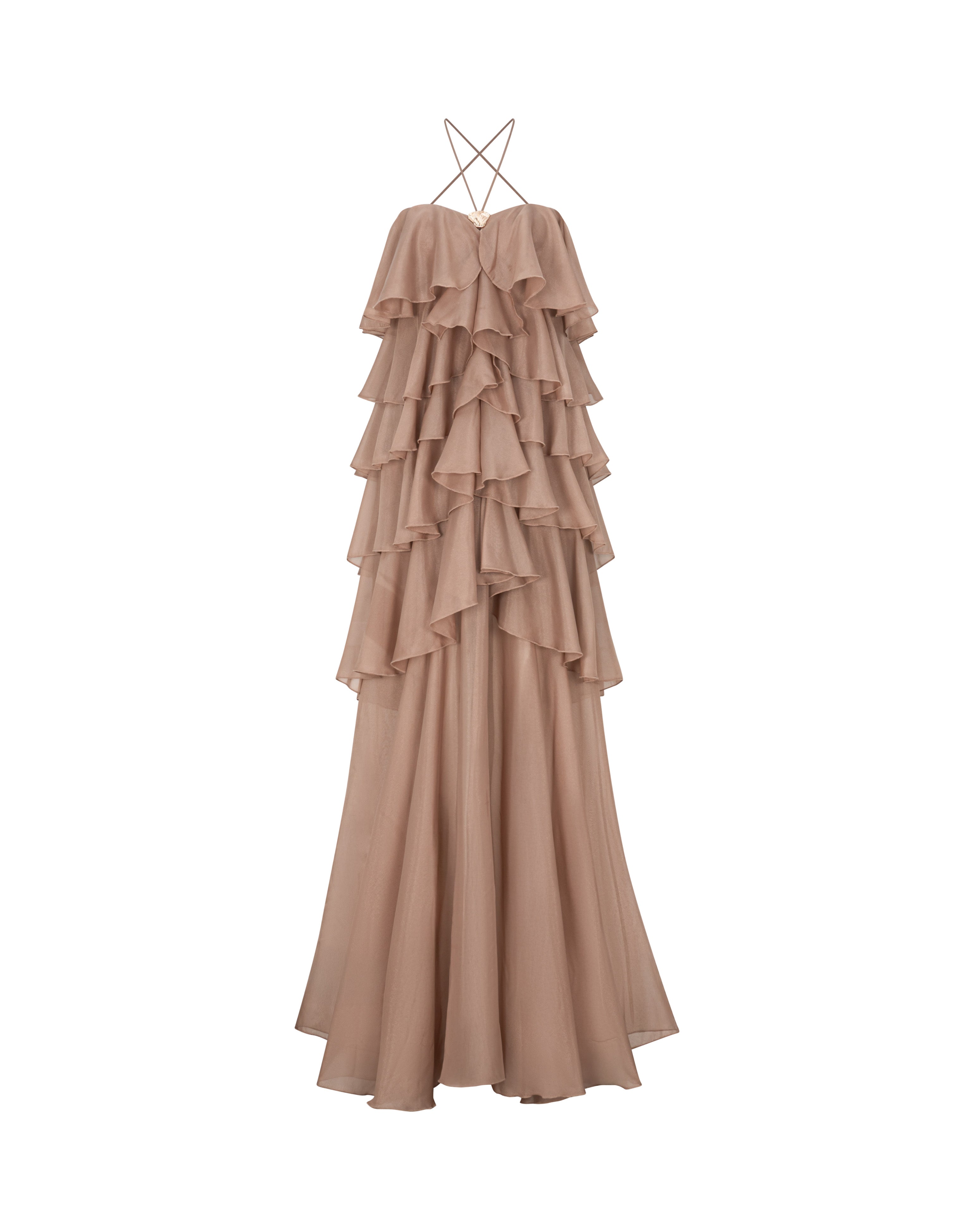 Brown 6-Tiered Maxi Dress