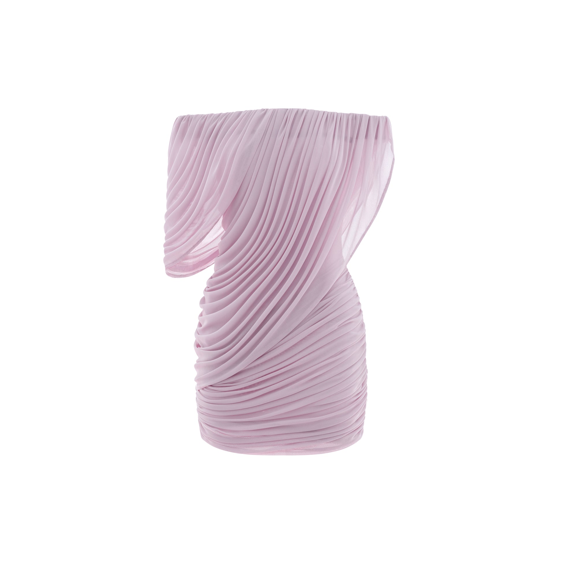 Off-Shoulder Asymmetric Draped Mini Dress