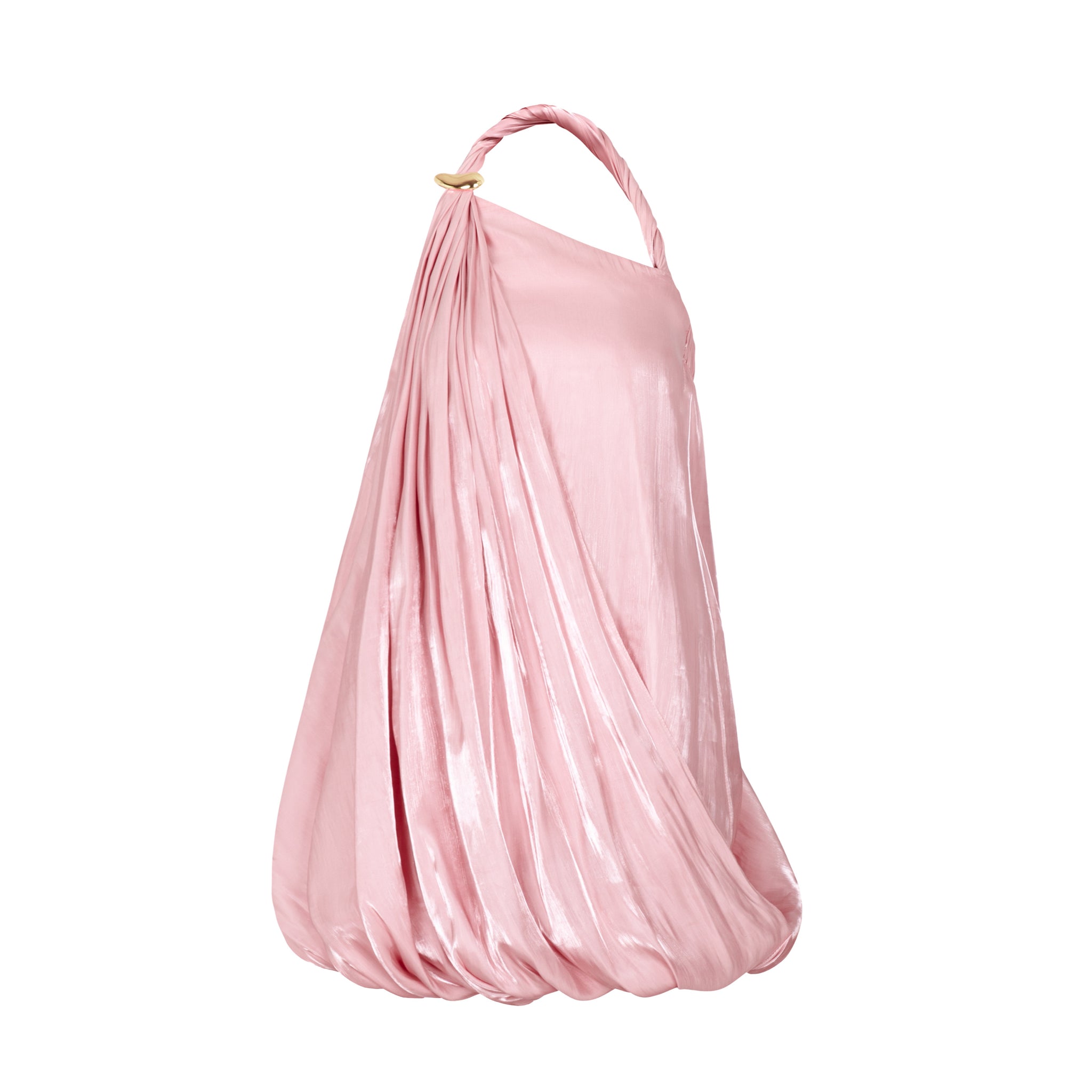 Pink Twist-Shoulder Mushroom Dress