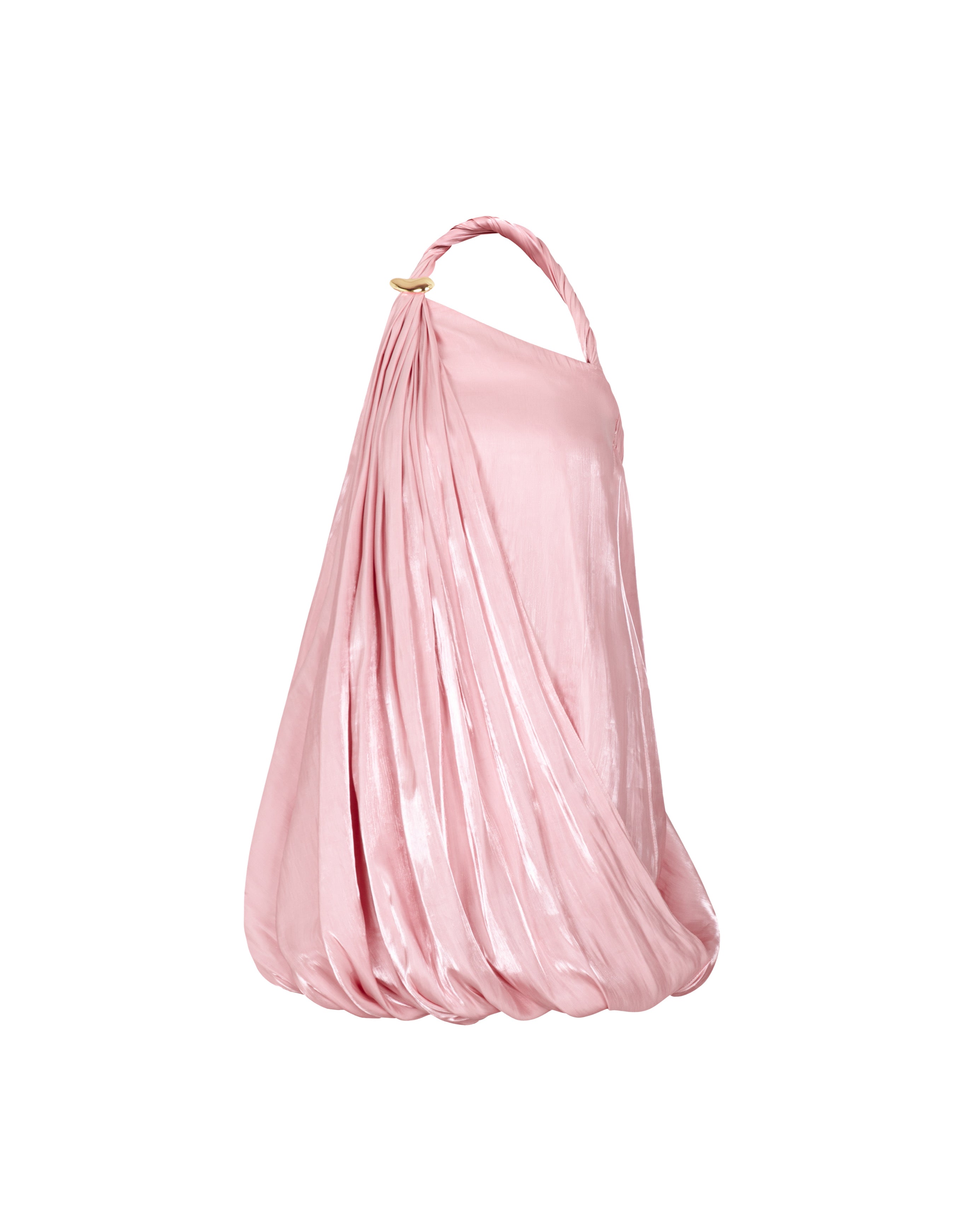 Pink Twist-Shoulder Mushroom Dress