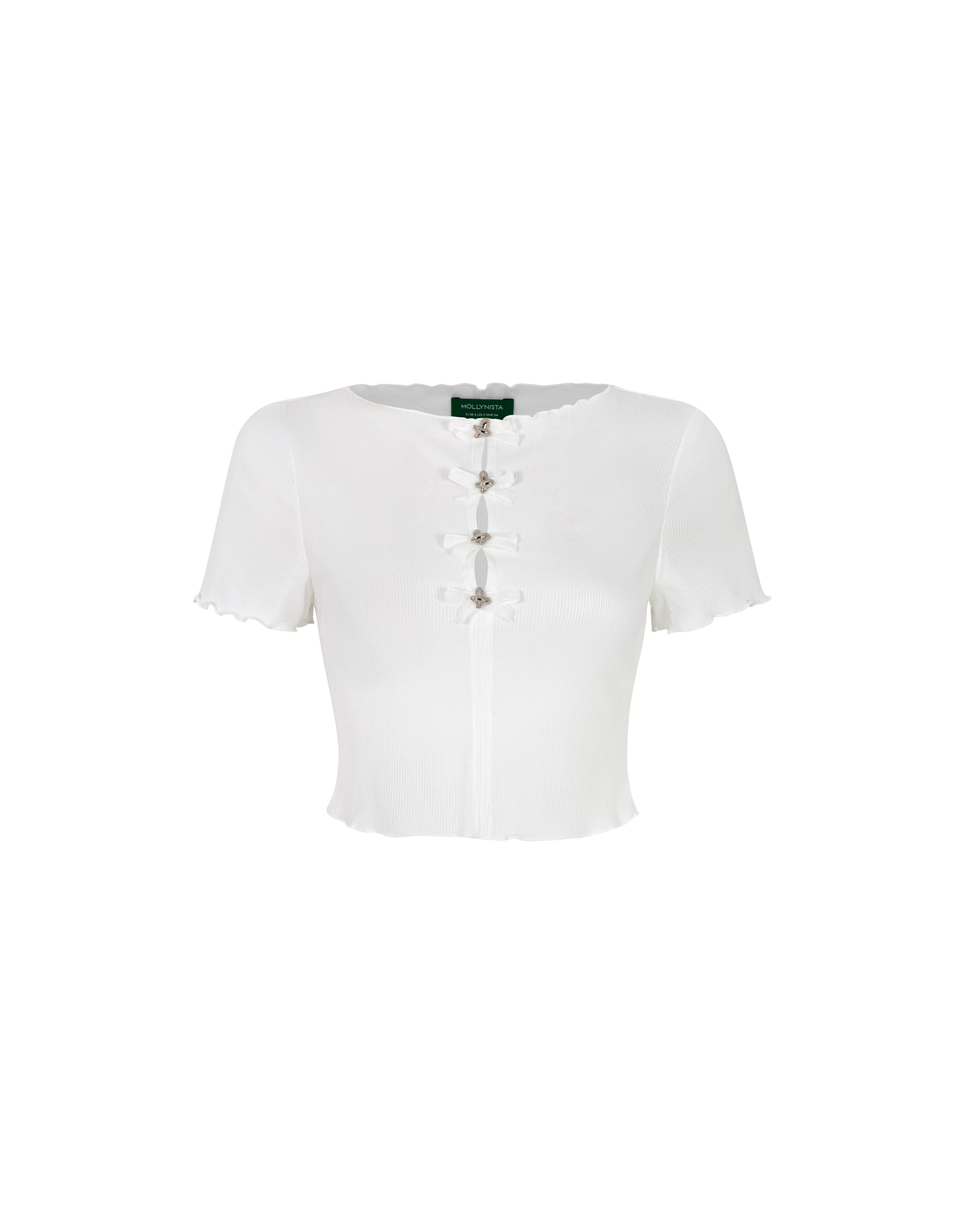 Babytee With 4 Silver Bow Buttons