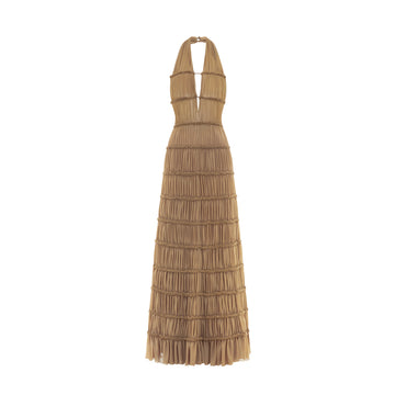 Backless Stretch Mesh Maxi Dress