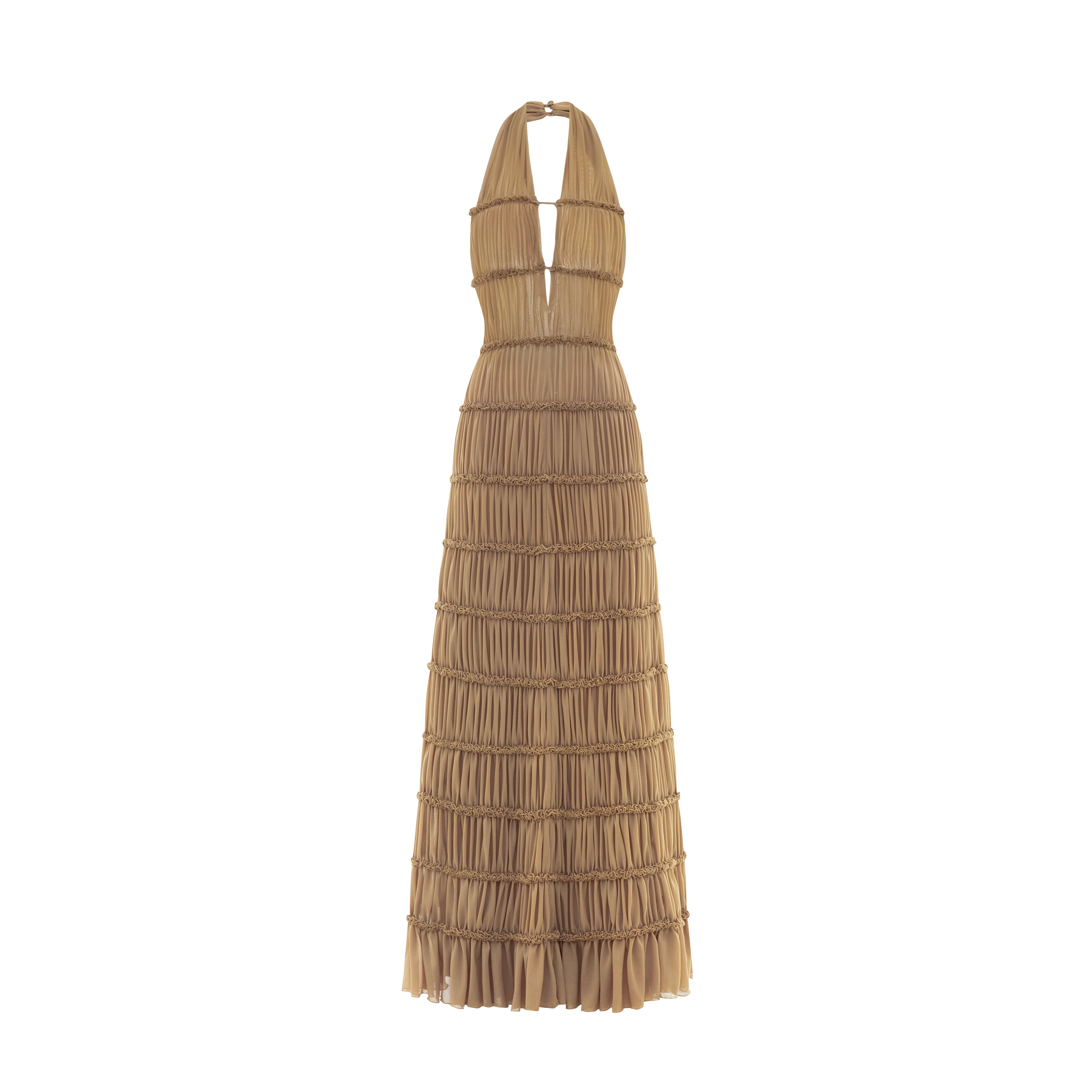 Backless Stretch Mesh Maxi Dress