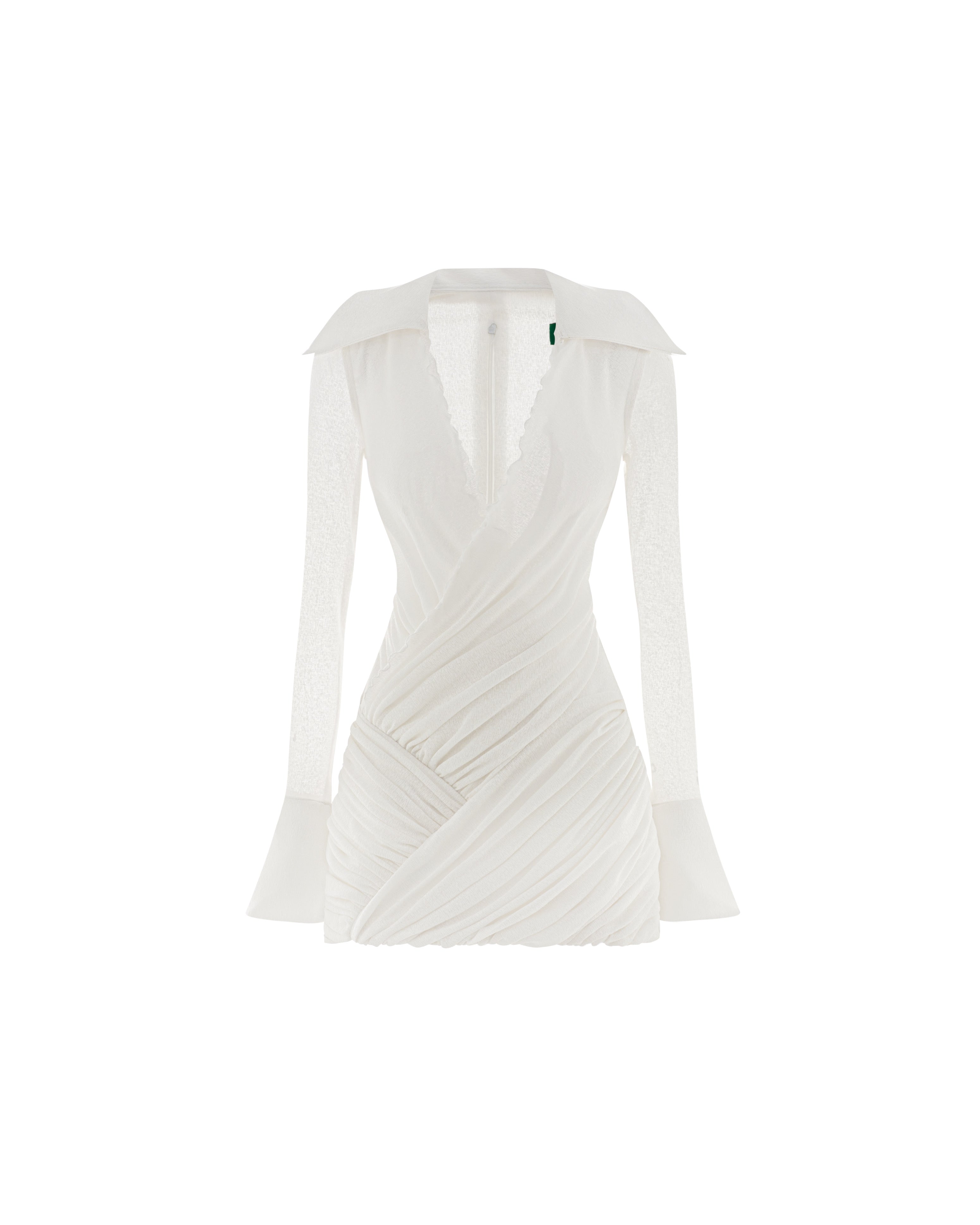 Ruched Wrap-Style Knit Shirt Dress