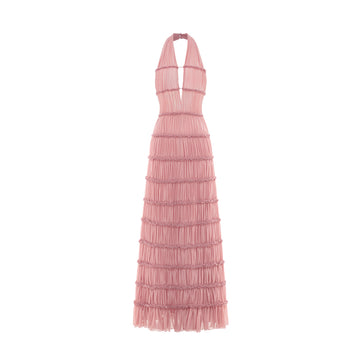 Backless Stretch Mesh Maxi Dress