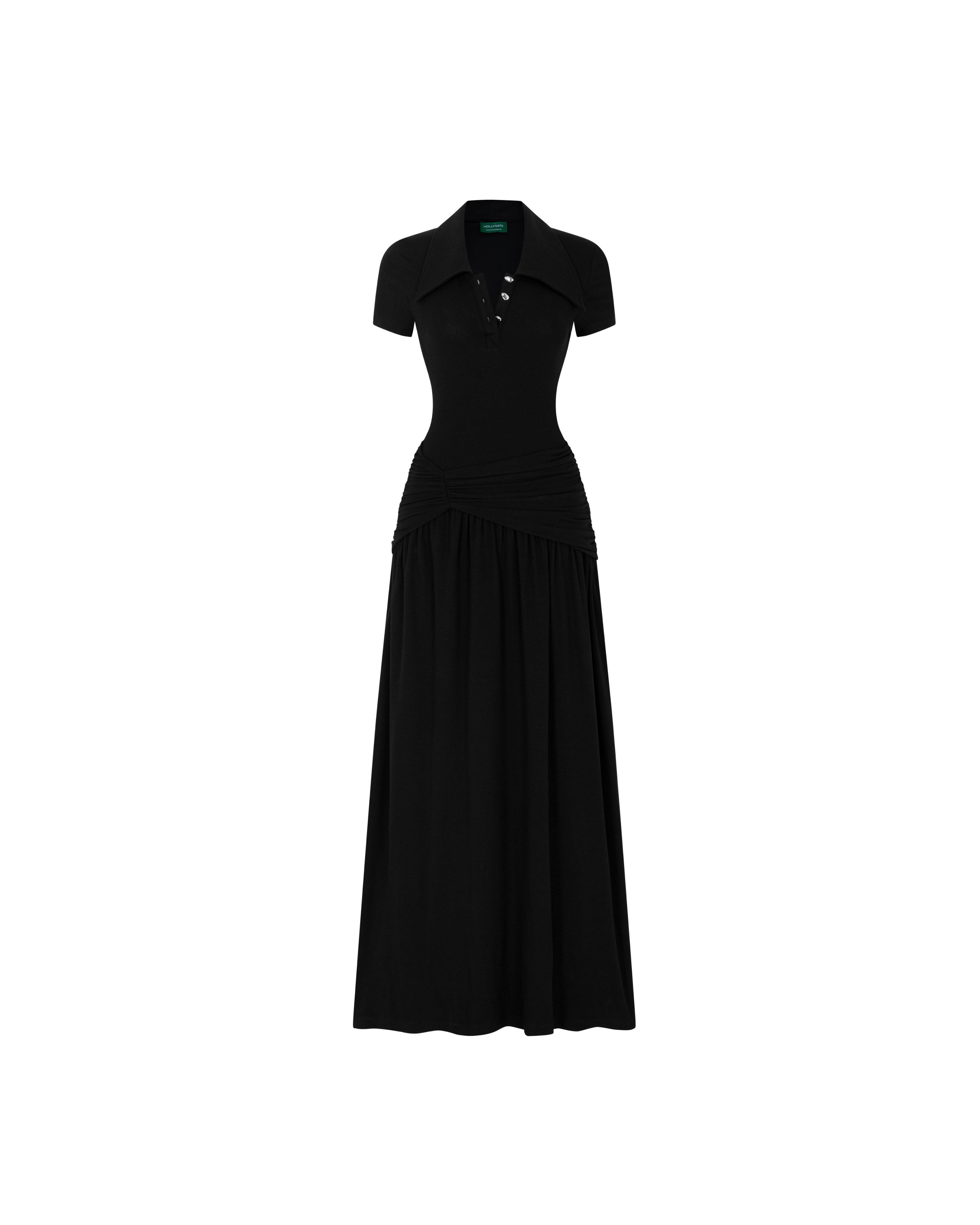 Long Smocked Waist Polo Dress