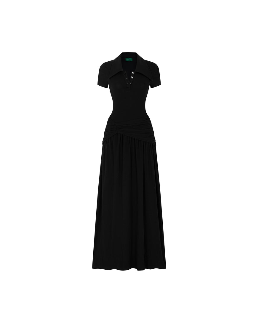 Ruched Hip Polo Midi Dress